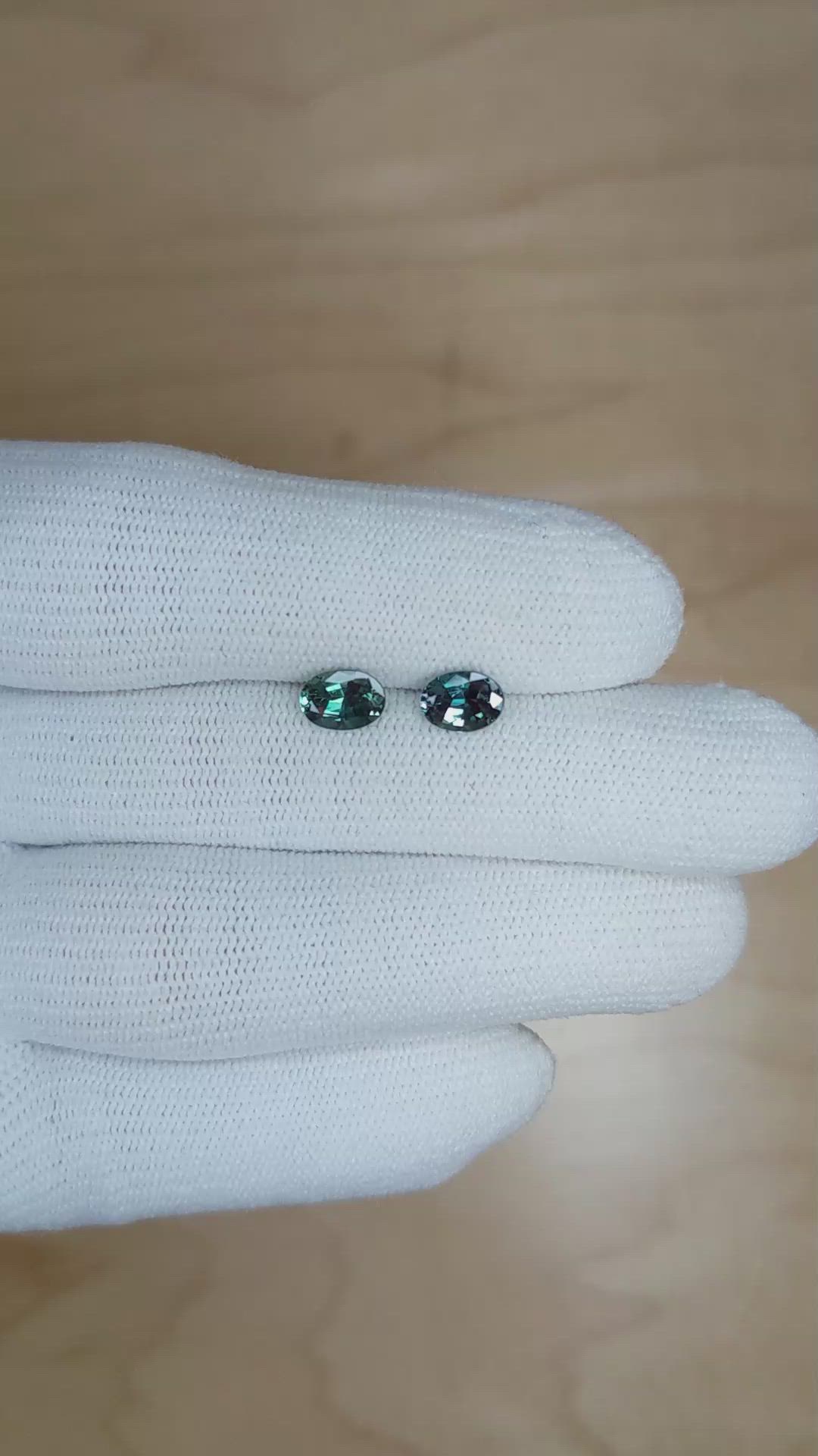 1.62 Ct.Tw.Total Carat Weight Alexandrite Pair from Ceylon (Sri Lanka) Size Video