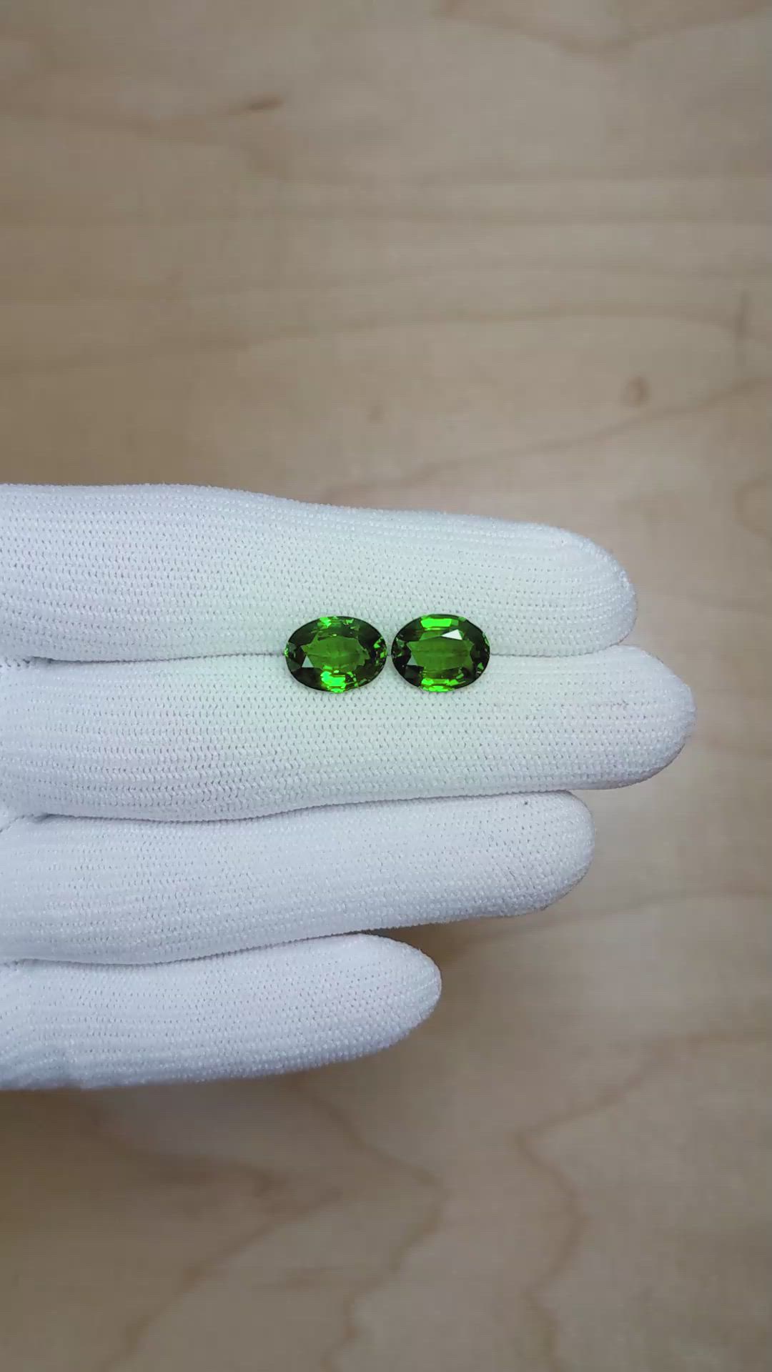 6.14&nbsp;Ct.Tw.Total Carat Weight Tsavorite Garnet Pair from Madagascar Size Video