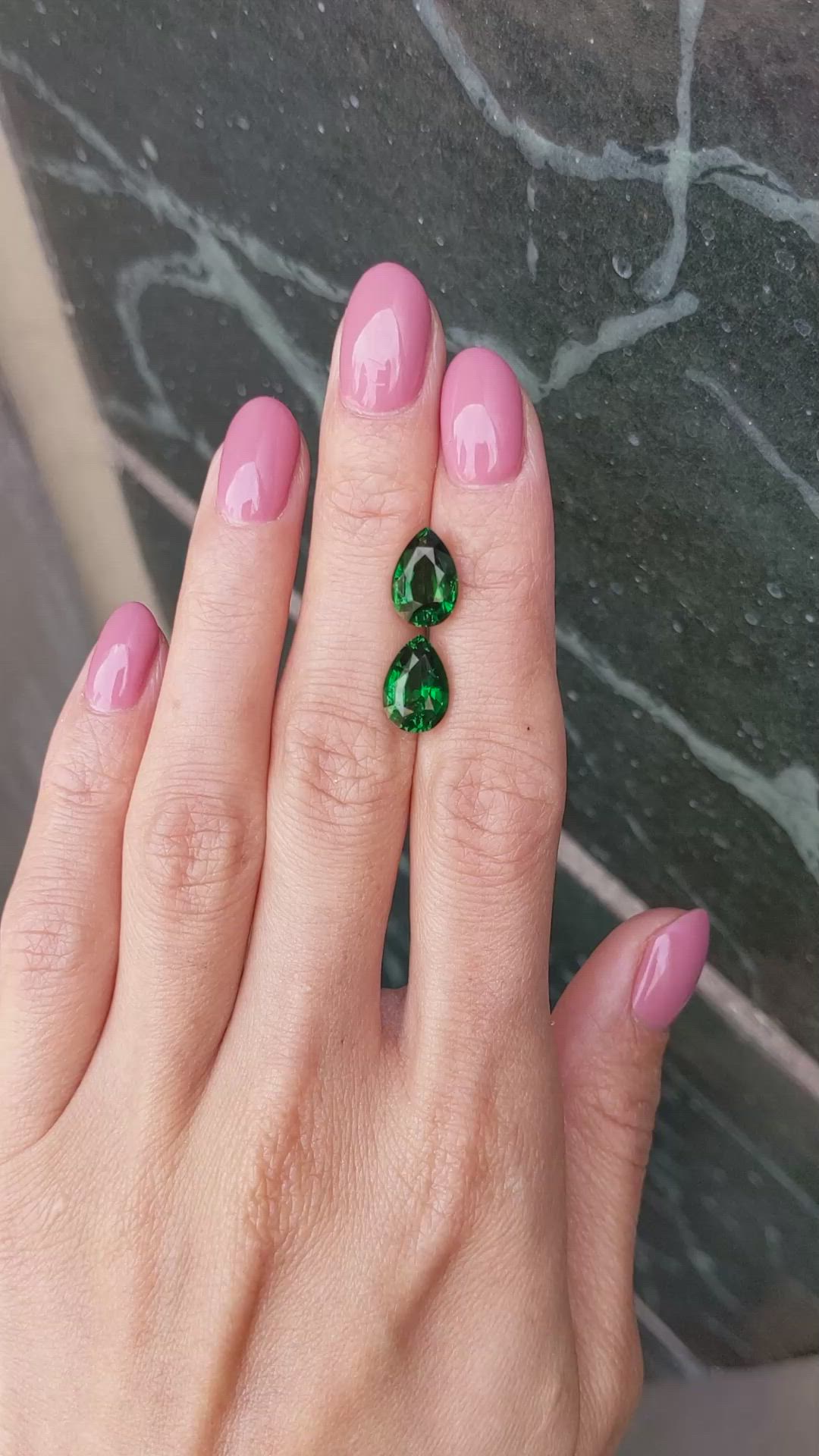 6.12&nbsp;Ct.Tw.Total Carat Weight Tsavorite Garnet Pair from Madagascar Size Video