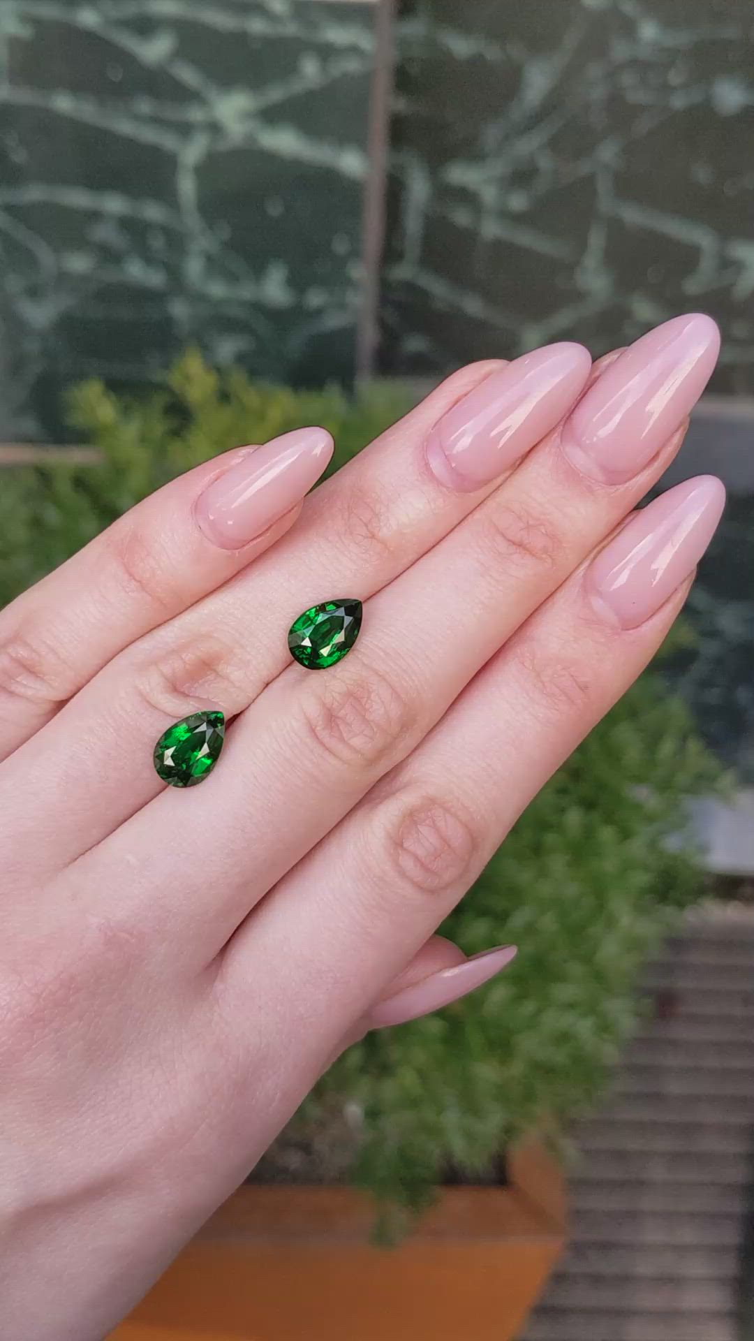 6.12&nbsp;Ct.Tw.Total Carat Weight Tsavorite Garnet Pair from Madagascar Size Video