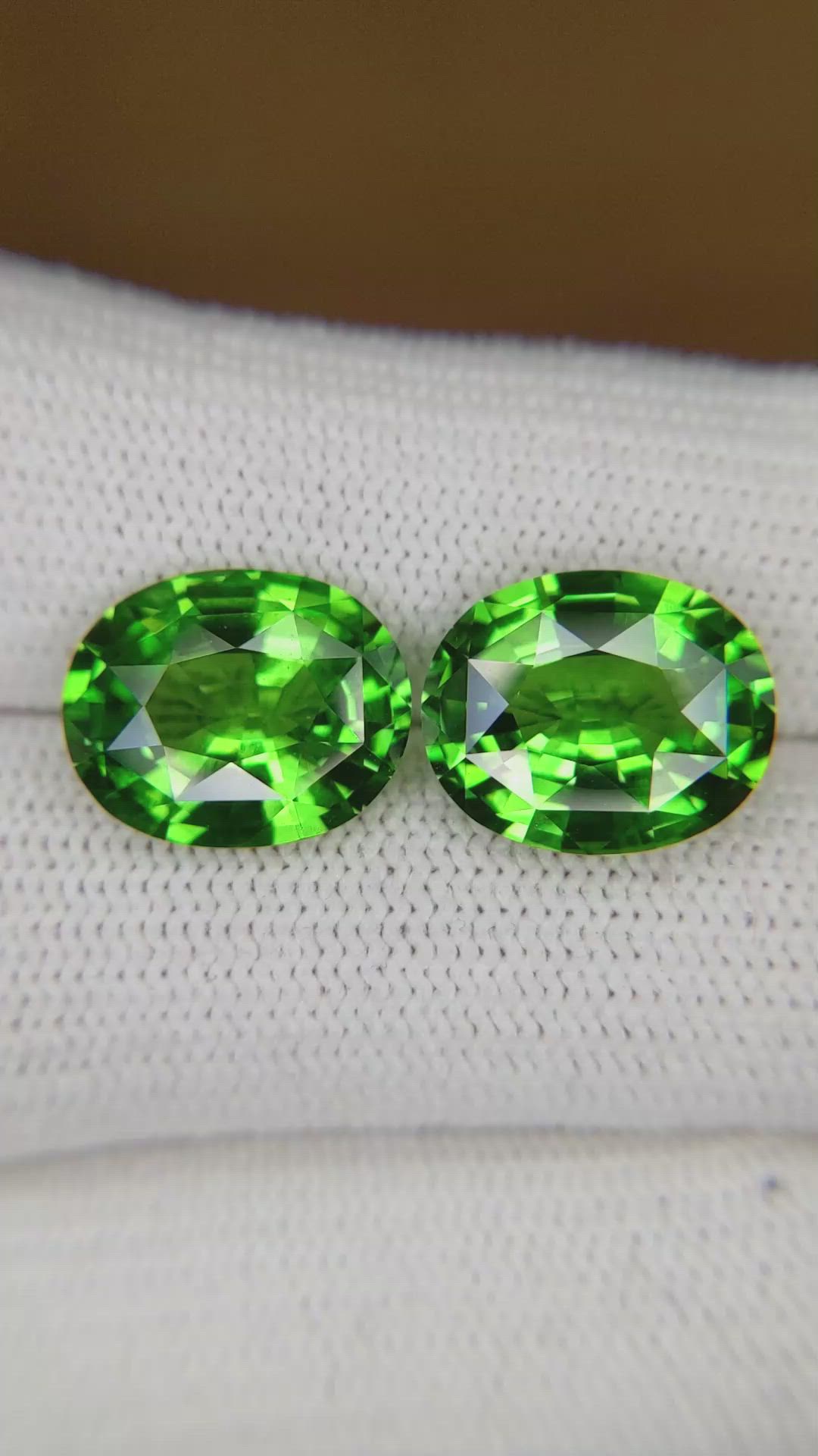 11.06&nbsp;Ct.Tw.Total Carat Weight Tsavorite Garnet Pair from Madagascar Size Video