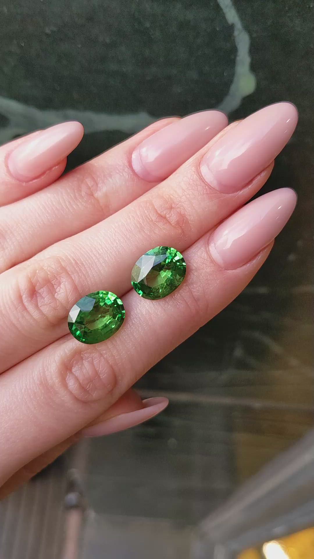 11.06&nbsp;Ct.Tw.Total Carat Weight Tsavorite Garnet Pair from Madagascar Size Video