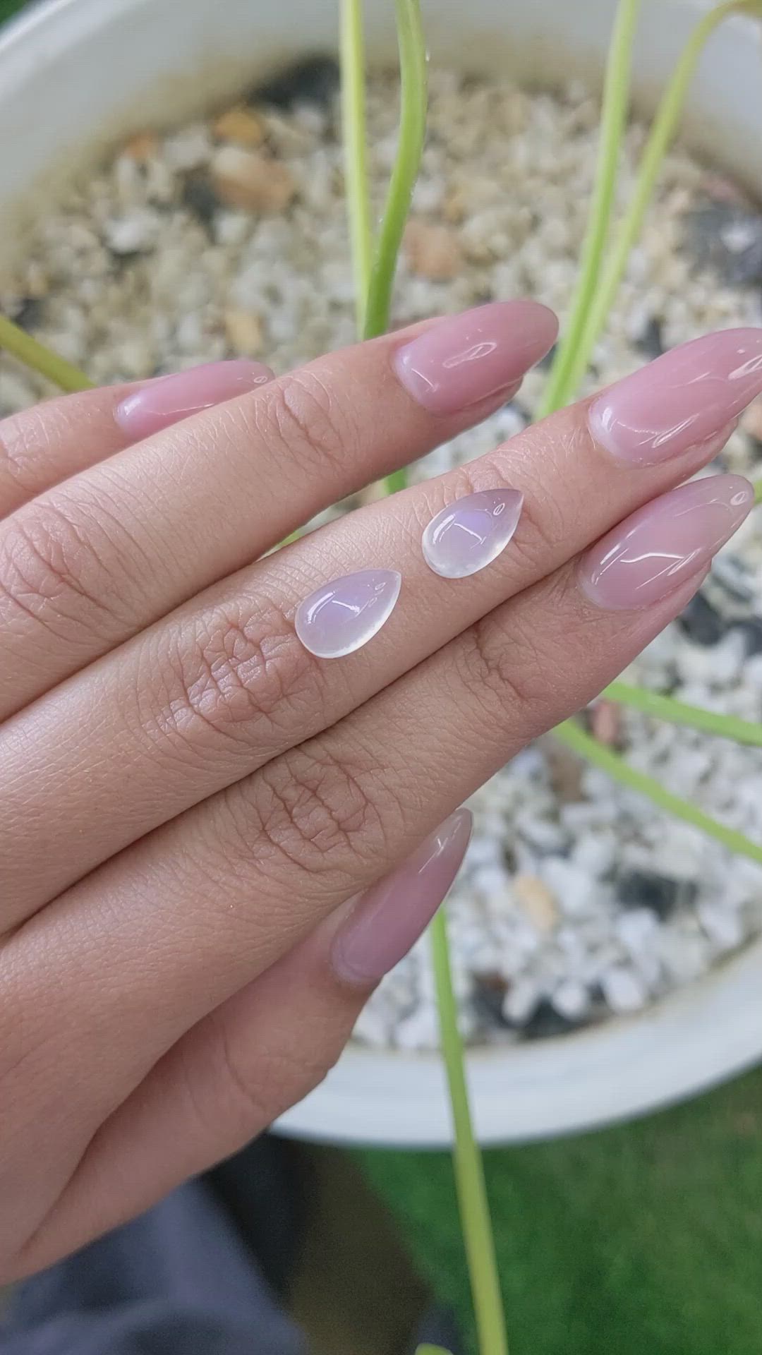 4.98&nbsp;Ct.Tw.Total Carat Weight Cabochon Moonstone Pair from Tanzania Size Video