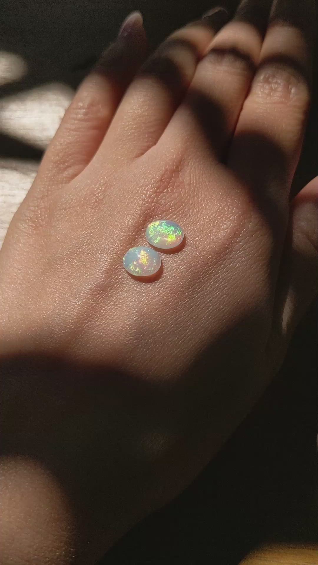 2.27&nbsp;Ct.Tw.Total Carat Weight Cabochon Opal Pair from Ethiopia Size Video