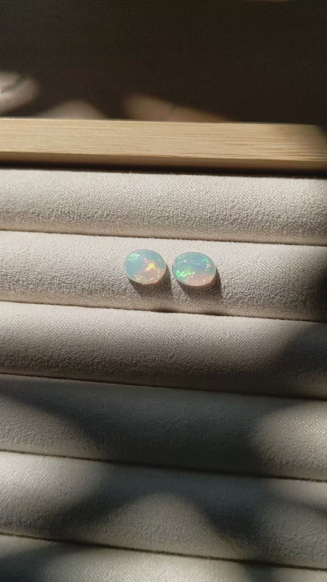 2.27&nbsp;Ct.Tw.Total Carat Weight Cabochon Opal Pair from Ethiopia Size Video