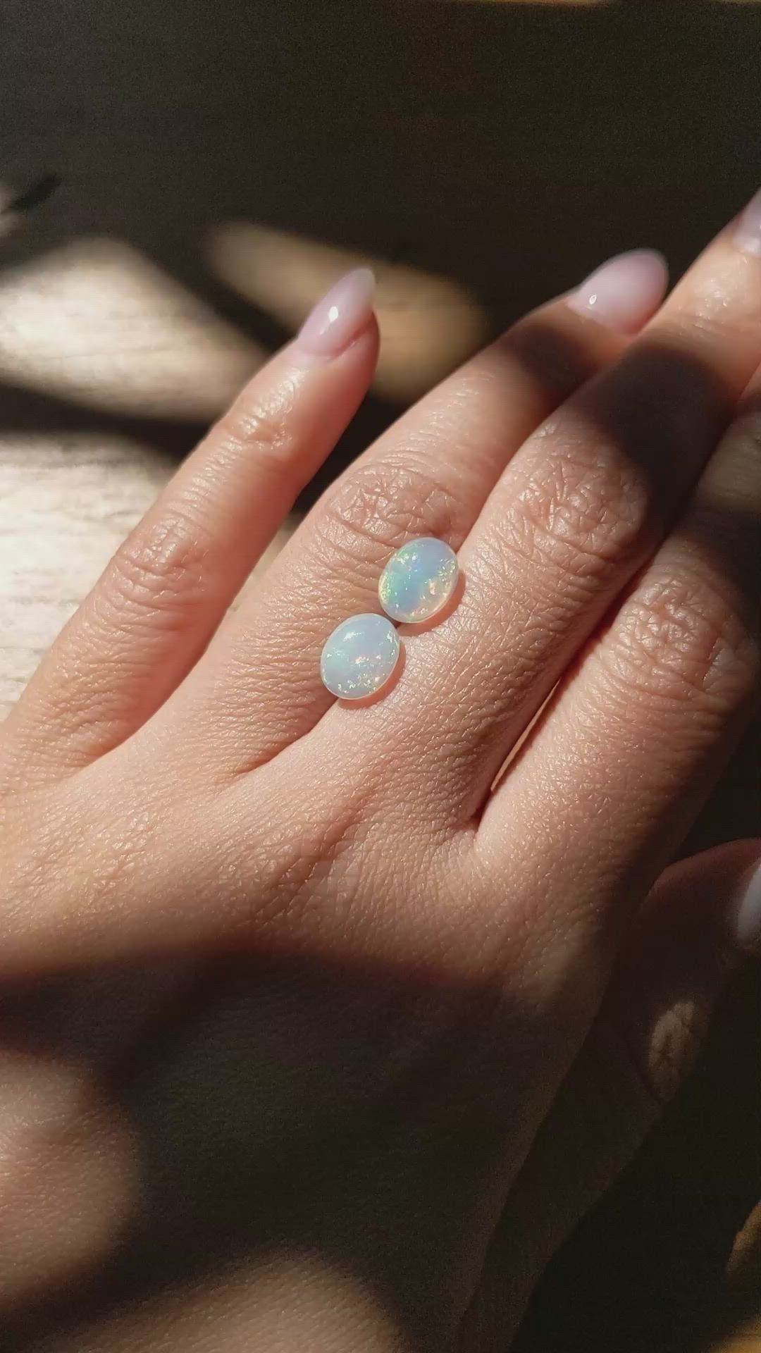 2.27&nbsp;Ct.Tw.Total Carat Weight Cabochon Opal Pair from Ethiopia Size Video