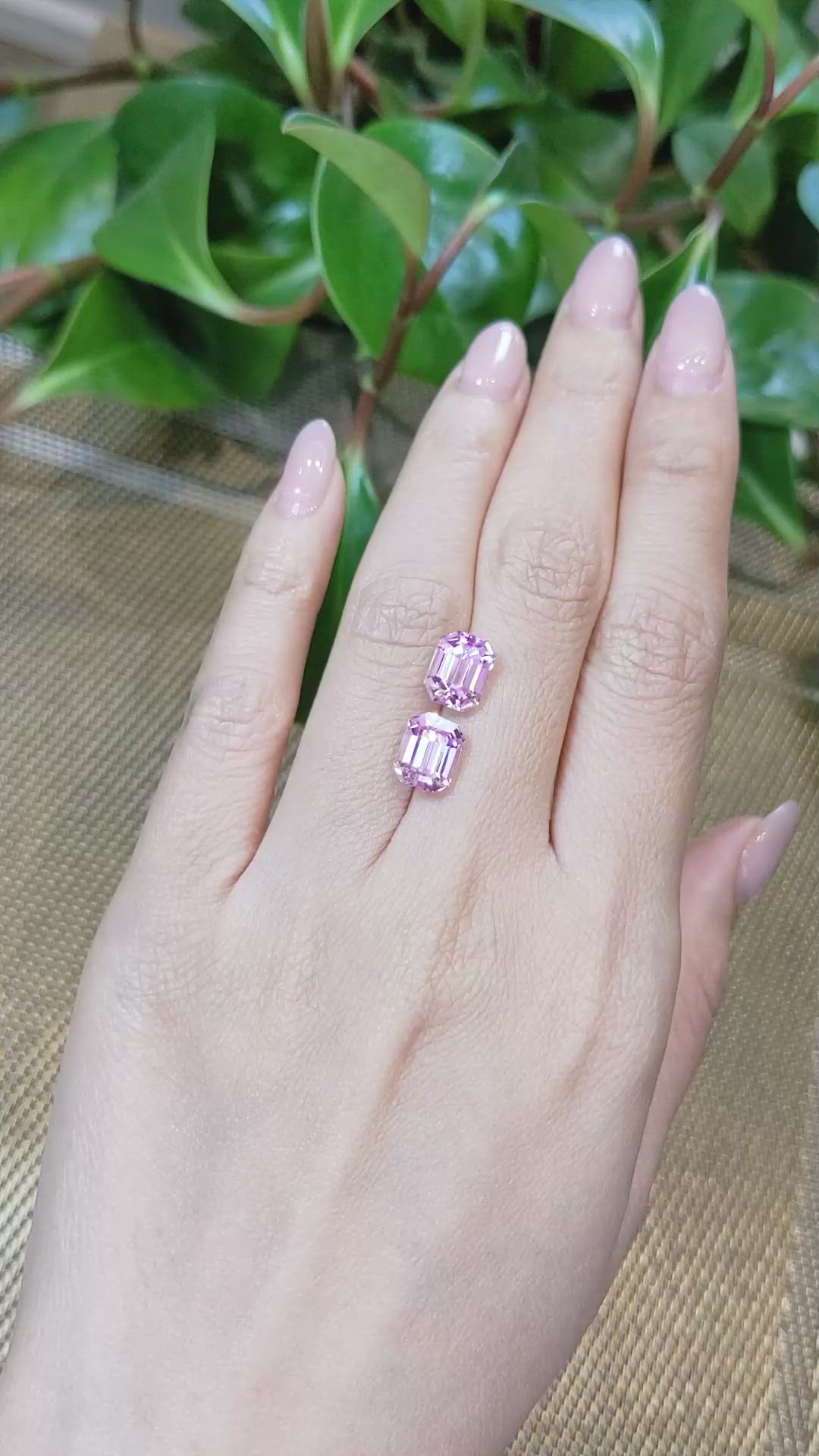 6.30&nbsp;Ct.Tw.Total Carat Weight Kunzite Pair from Afghanistan Size Video