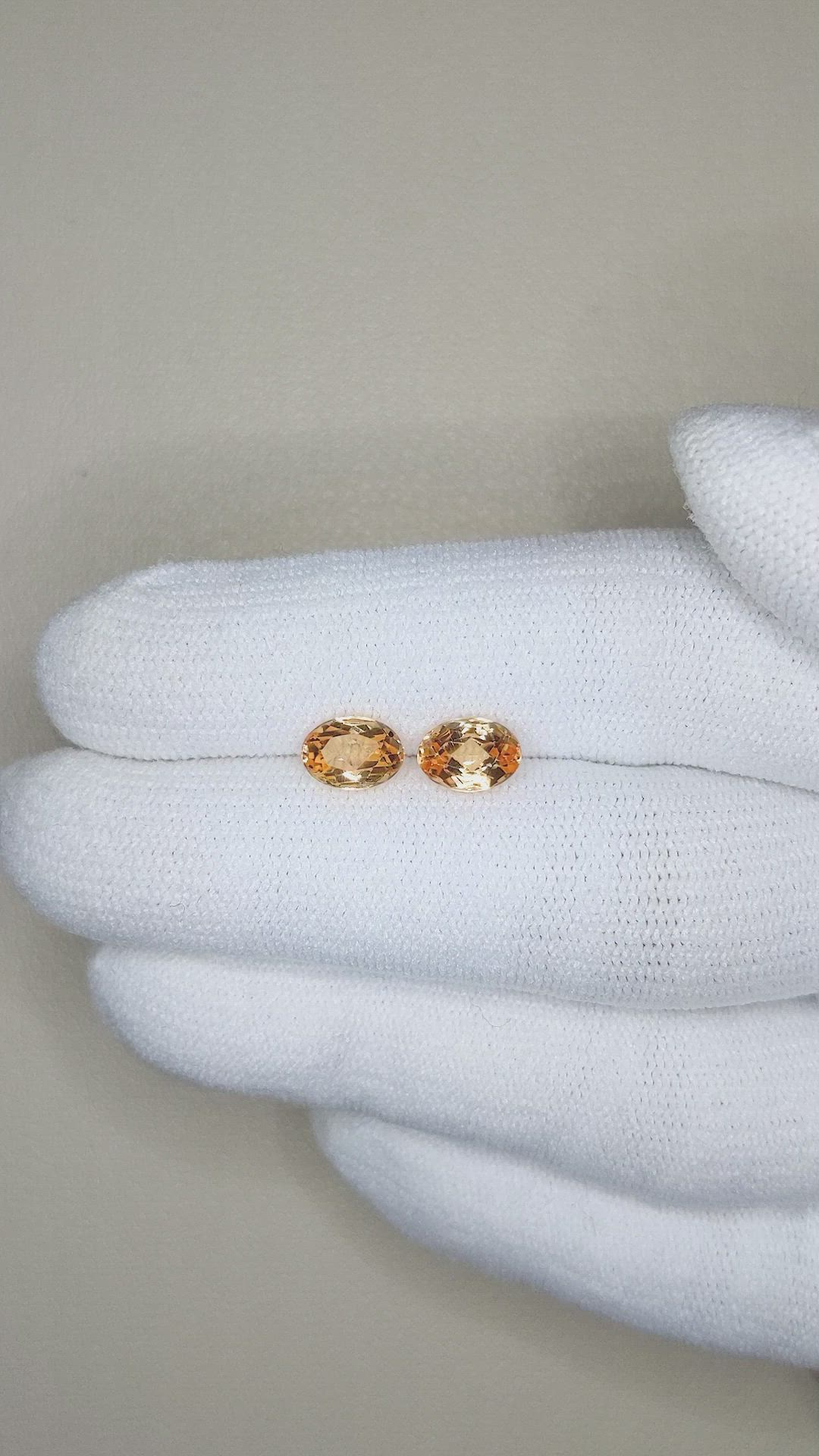 2.11&nbsp;Ct.Tw.Total Carat Weight Precious Topaz Pair from Brazil Size Video