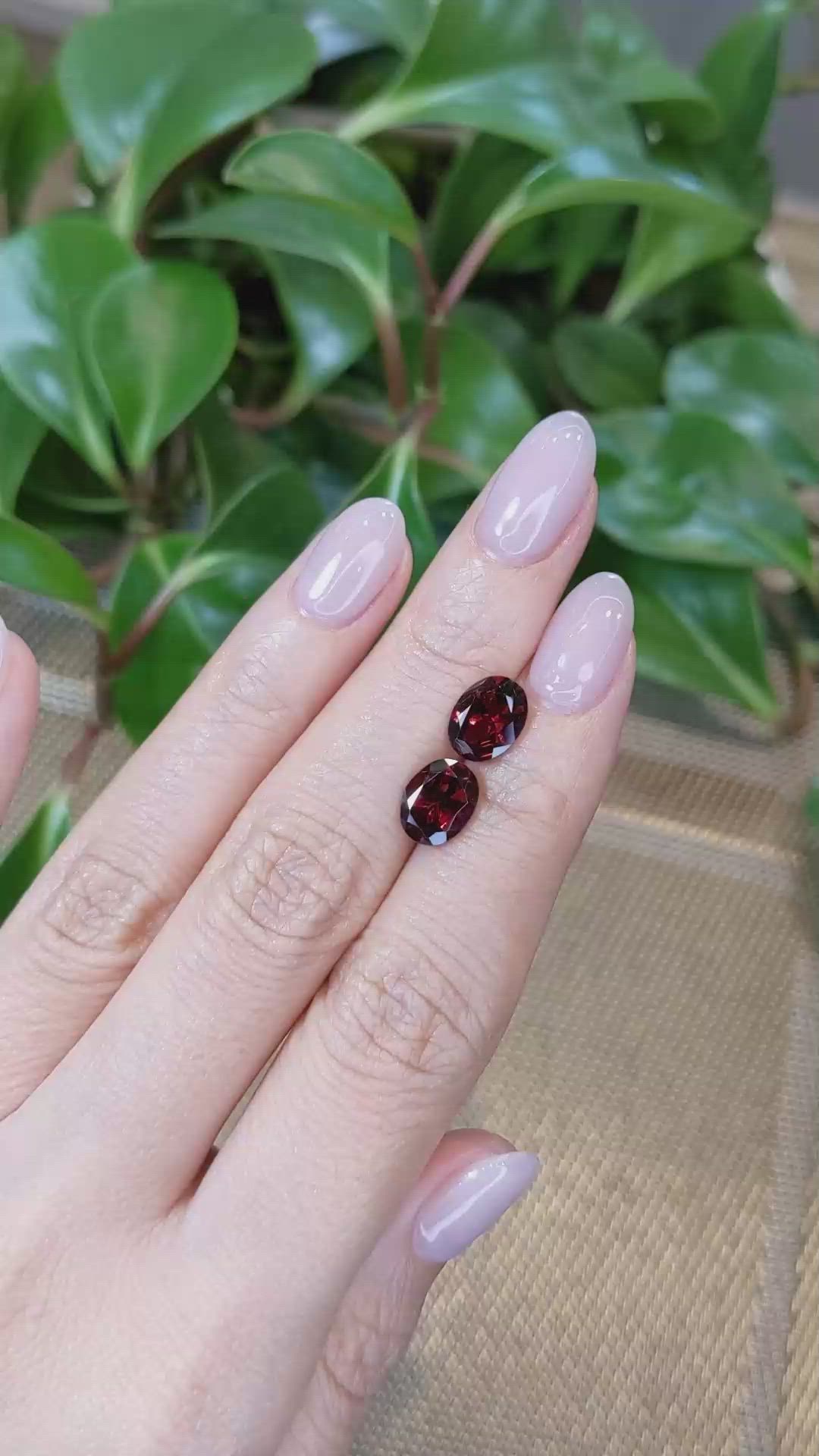 4.17 Ct.Tw.Total Carat Weight Garnet Pair from Tanzania Size Video