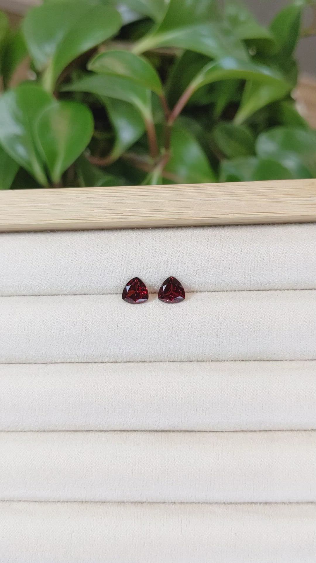 1.85 Ct.Tw.Total Carat Weight Garnet Pair from Tanzania Size Video