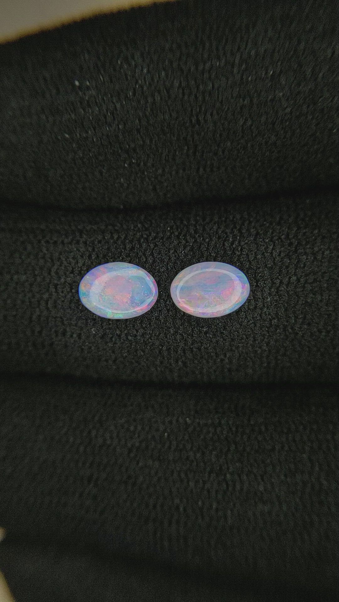 0.59 Ct.Tw.Total Carat Weight Cabochon Opal Pair from Australia Size Video