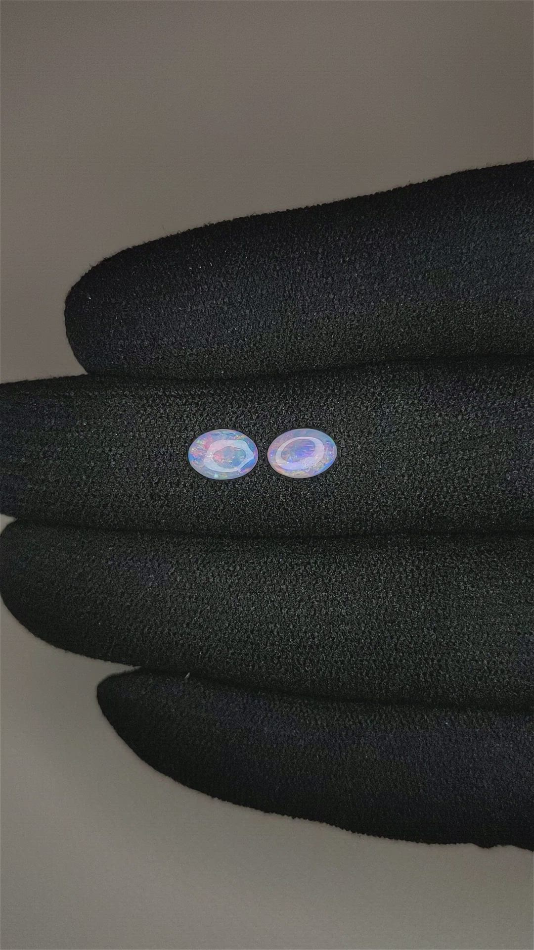 0.59 Ct.Tw.Total Carat Weight Cabochon Opal Pair from Australia Size Video