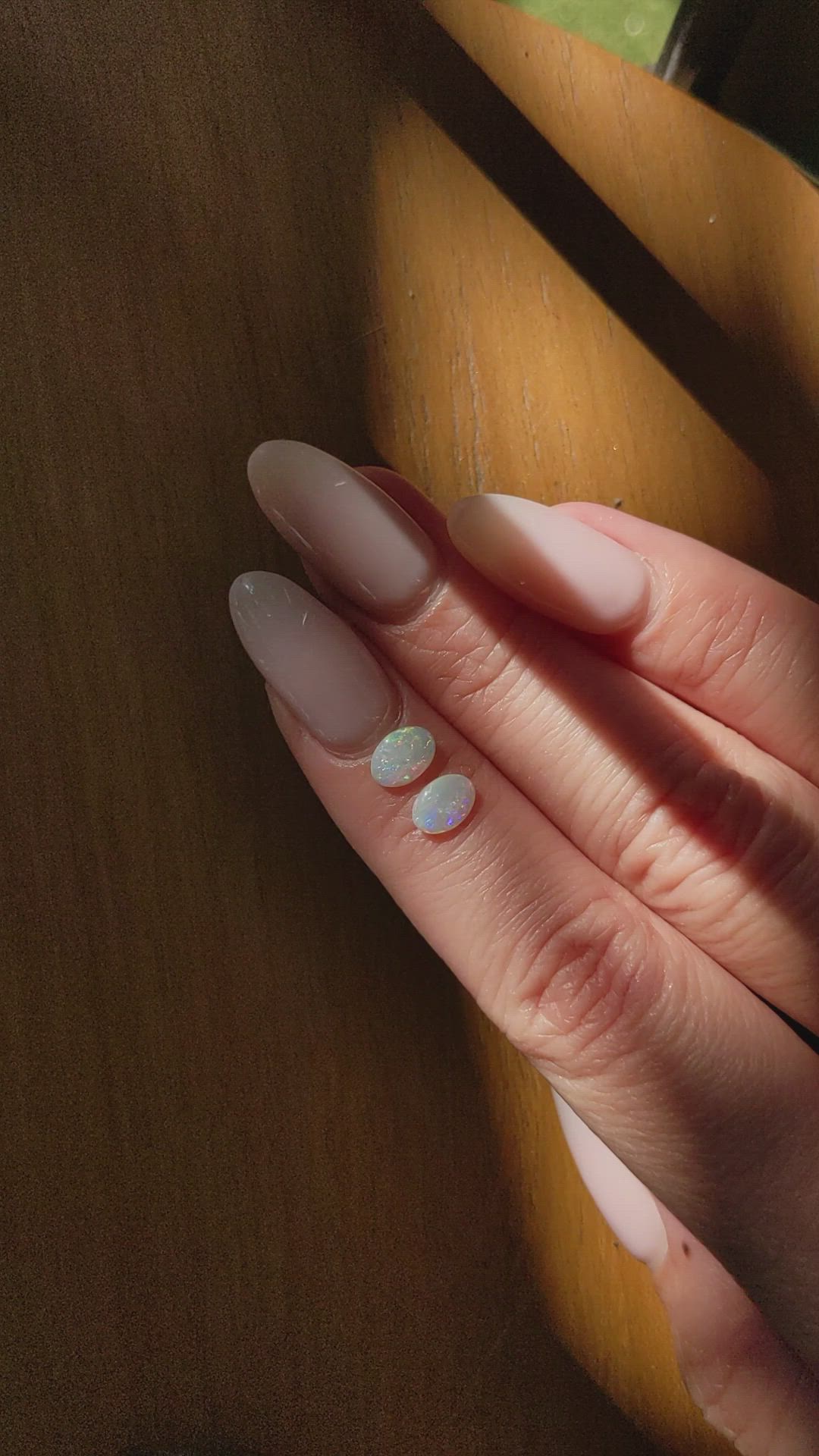 0.59 Ct.Tw.Total Carat Weight Cabochon Opal Pair from Australia Size Video