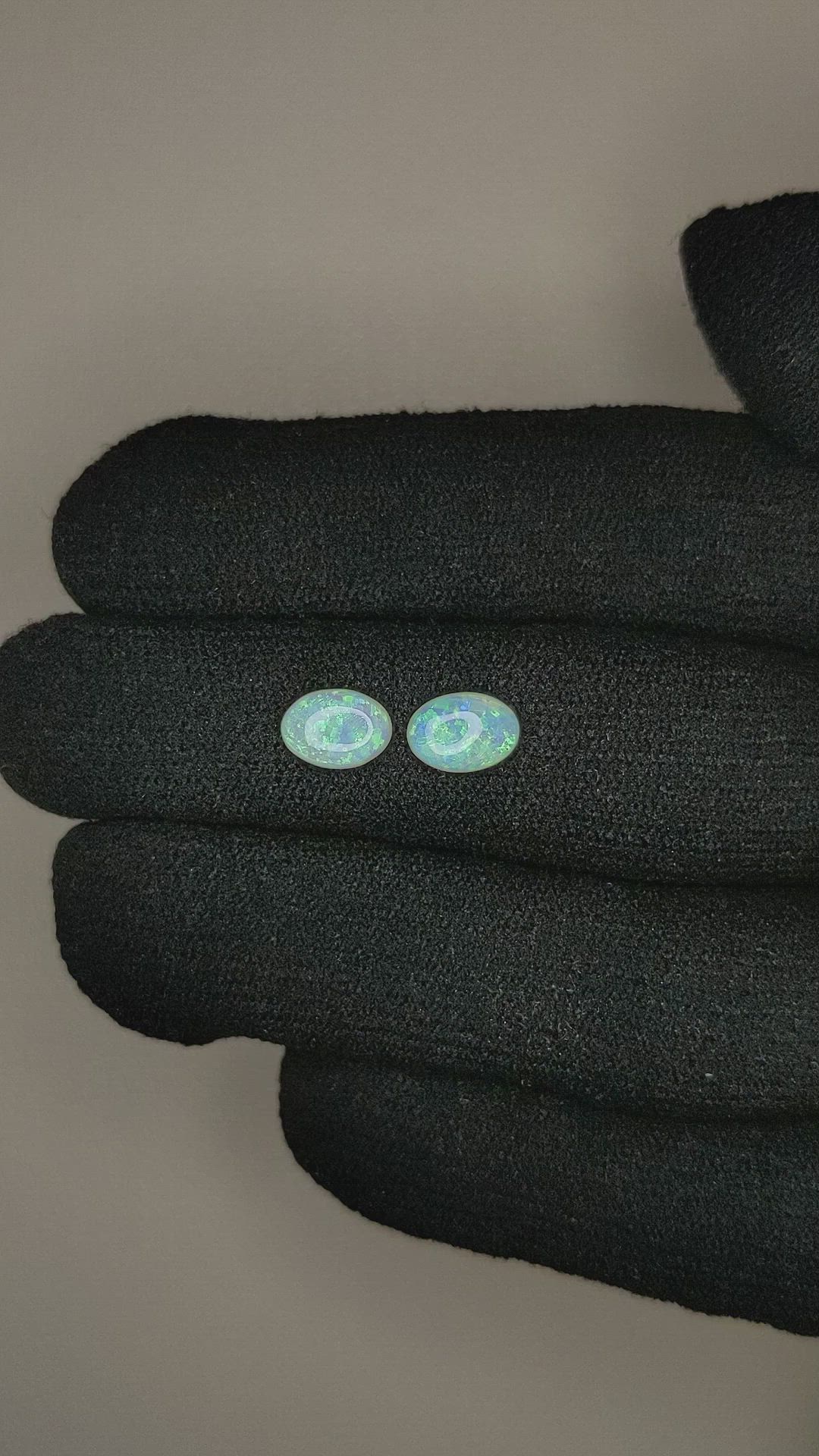 1.07 Ct.Tw.Total Carat Weight Cabochon Opal Pair from Australia Size Video