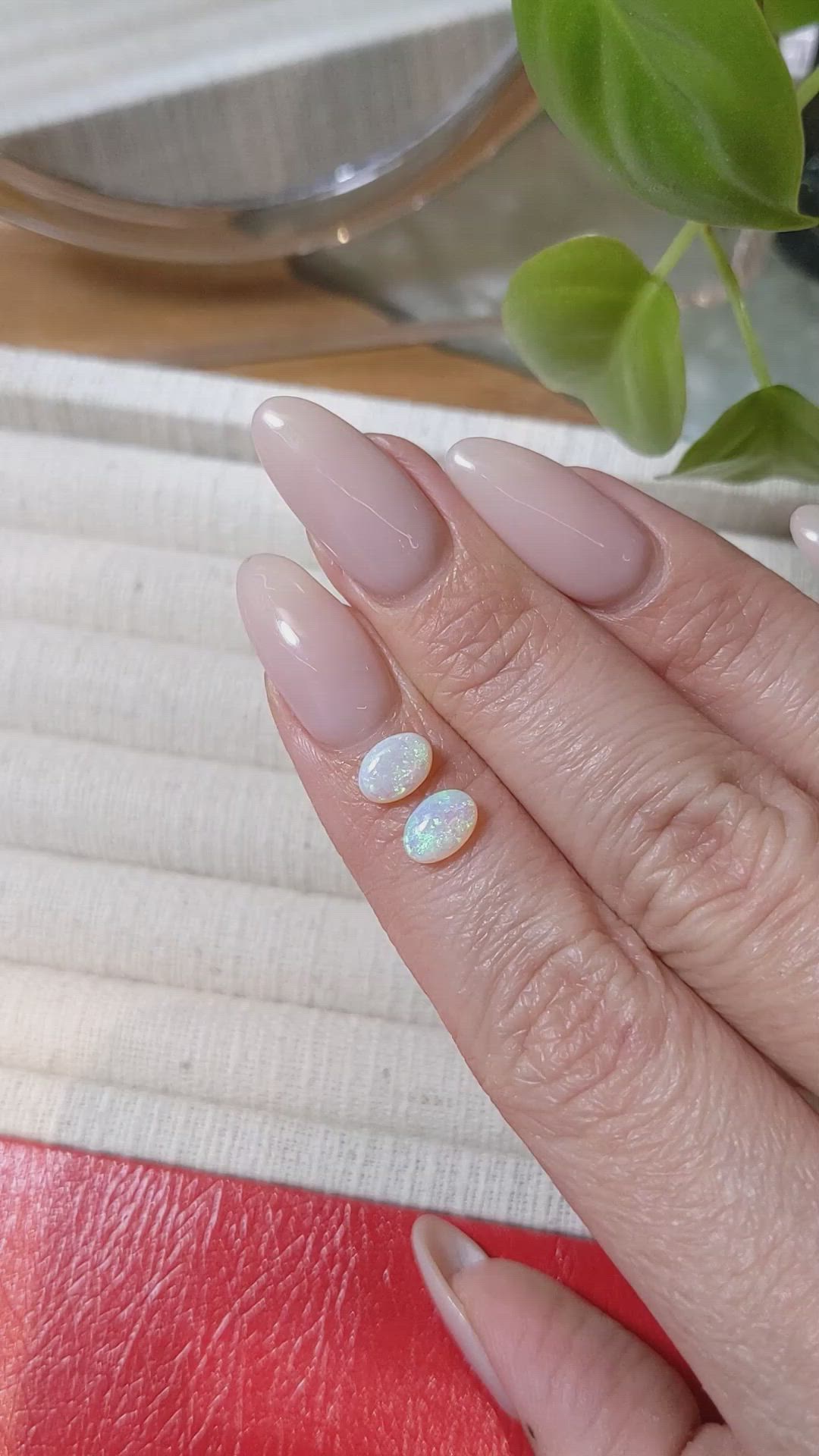 1.07 Ct.Tw.Total Carat Weight Cabochon Opal Pair from Australia Size Video