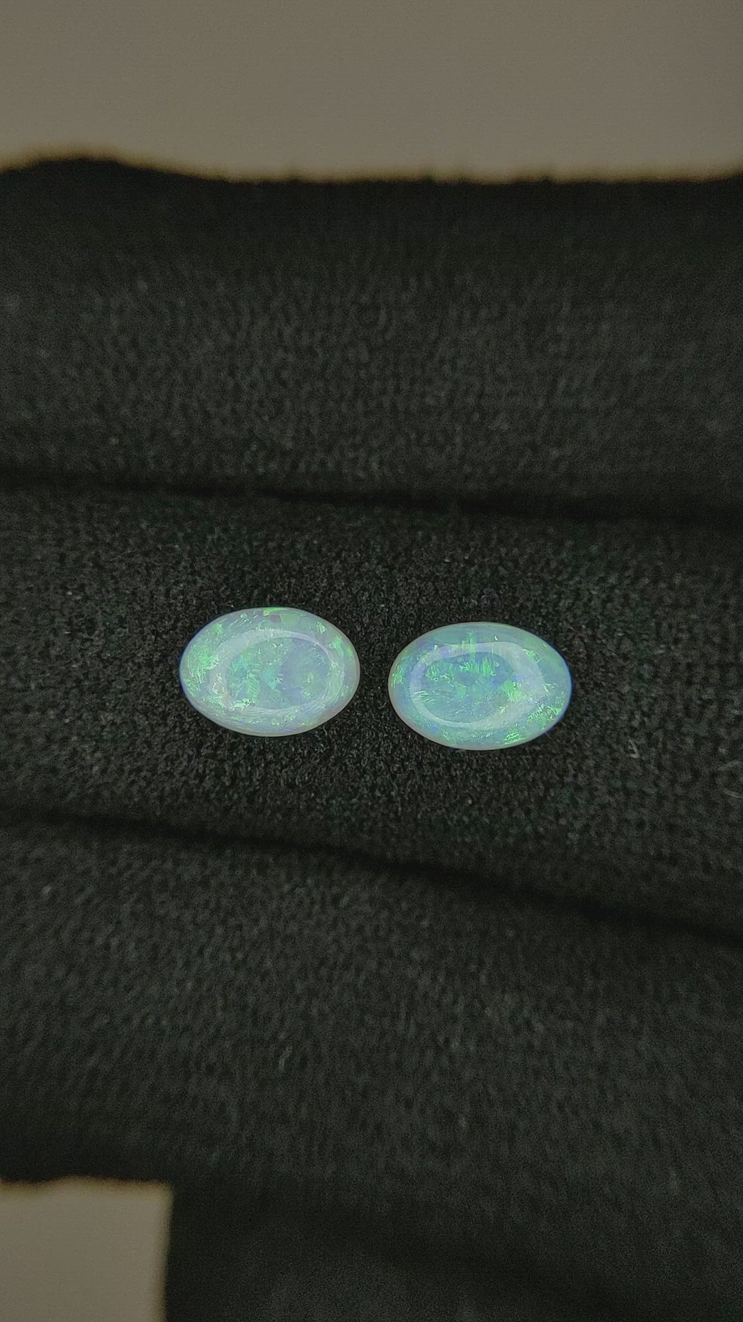 1.07 Ct.Tw.Total Carat Weight Cabochon Opal Pair from Australia Size Video