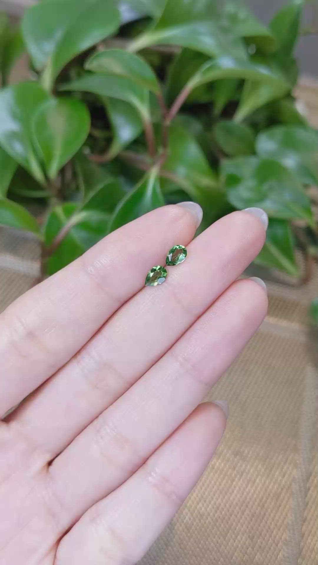 0.63 Ct.Tw.Total Carat Weight Tsavorite Garnet Pair from Tanzania Size Video