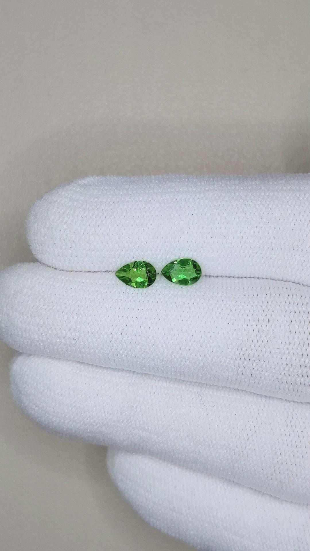 0.63 Ct.Tw.Total Carat Weight Tsavorite Garnet Pair from Tanzania Size Video