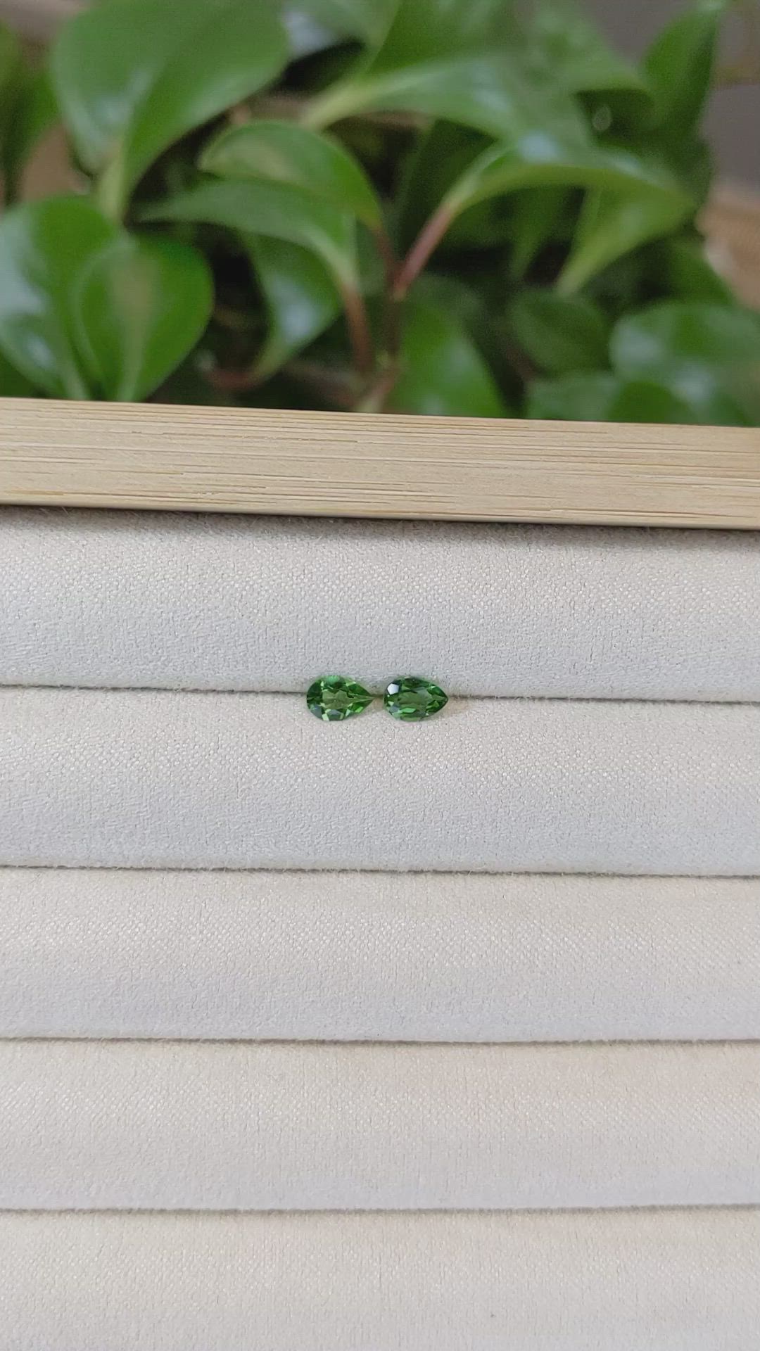0.63 Ct.Tw.Total Carat Weight Tsavorite Garnet Pair from Tanzania Size Video