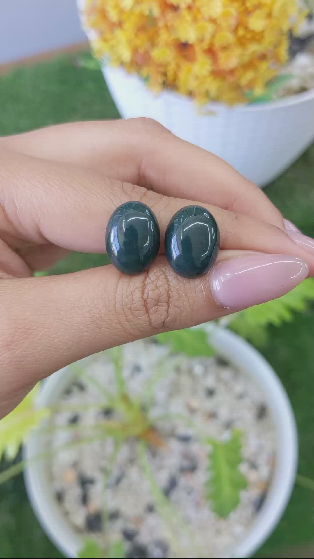 15.16&nbsp;Ct.Tw.Total Carat Weight Cabochon Jade Pair from Burma (Myanmar) Size Video