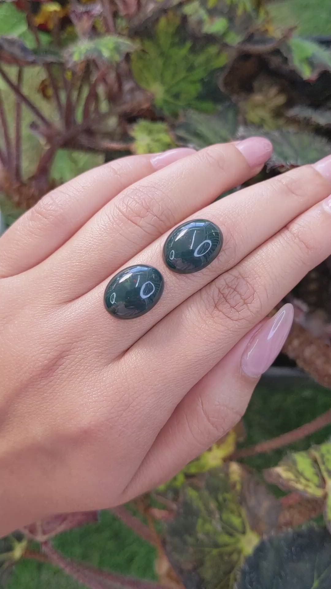 15.16&nbsp;Ct.Tw.Total Carat Weight Cabochon Jade Pair from Burma (Myanmar) Size Video