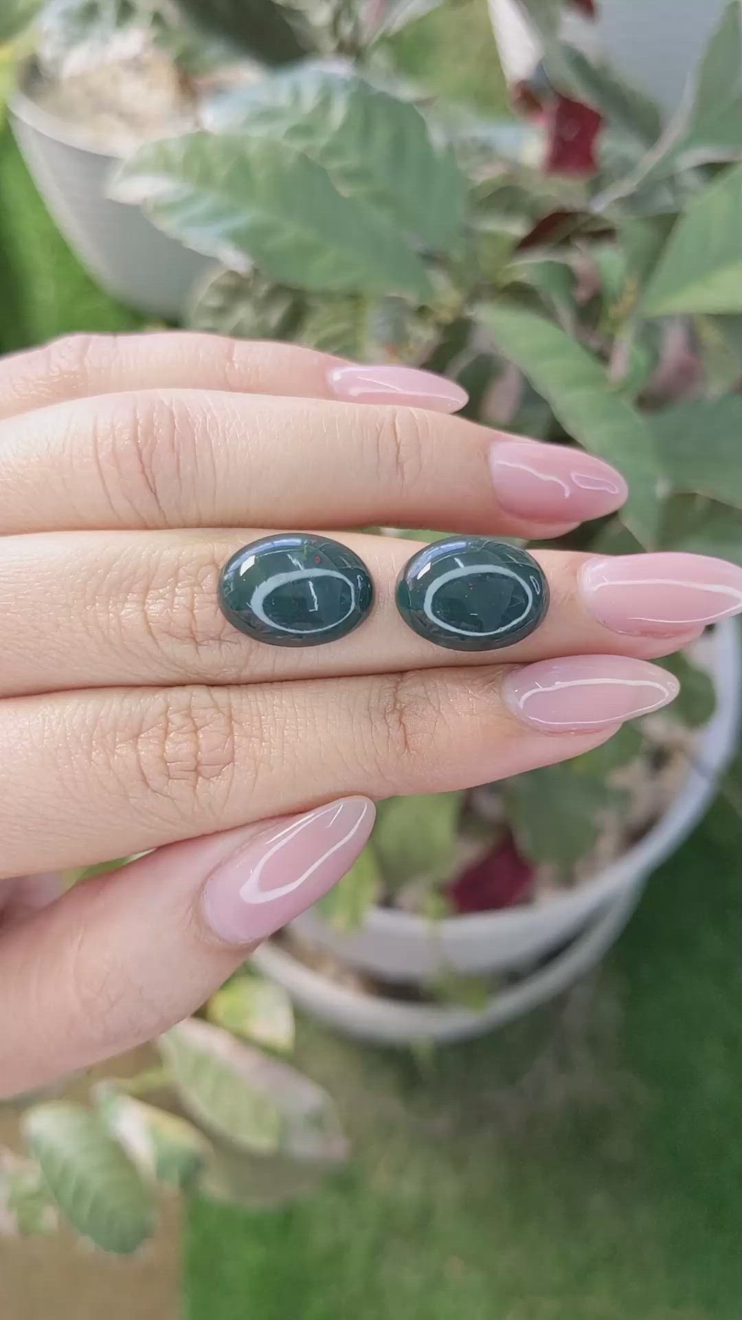 15.16&nbsp;Ct.Tw.Total Carat Weight Cabochon Jade Pair from Burma (Myanmar) Size Video