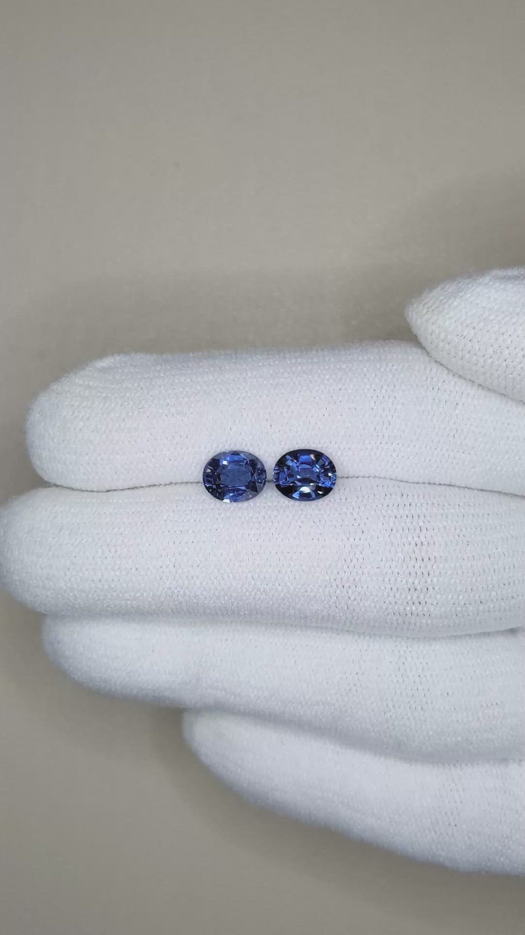 2.07&nbsp;Ct.Tw.Total Carat Weight Cobalt Spinel Pair from Tanzania Size Video