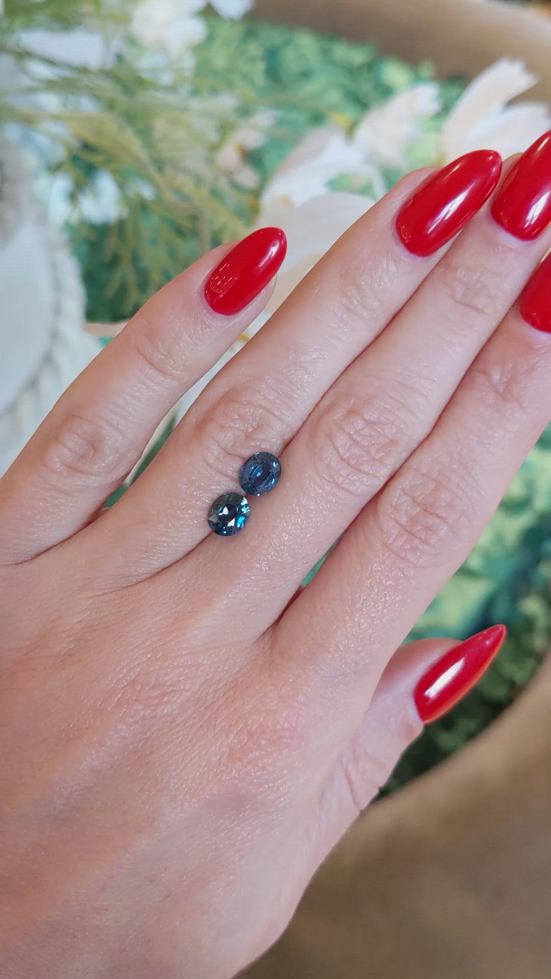 2.07&nbsp;Ct.Tw.Total Carat Weight Cobalt Spinel Pair from Tanzania Size Video