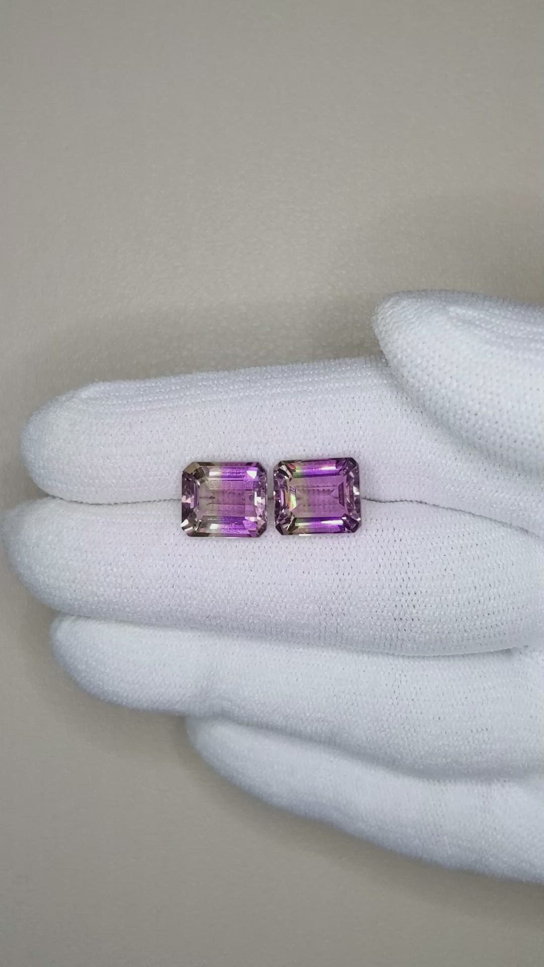 6.32&nbsp;Ct.Tw.Total Carat Weight Ametrine Pair from Brazil Size Video