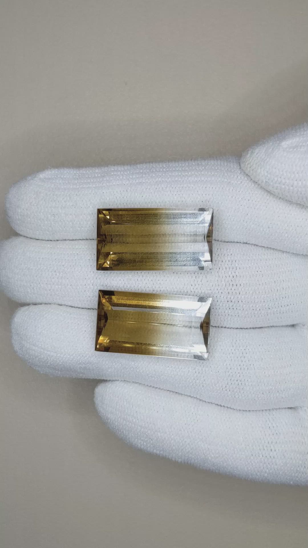 26.97 Ct.Tw.Total Carat Weight Citrine Pair from Brazil Size Video