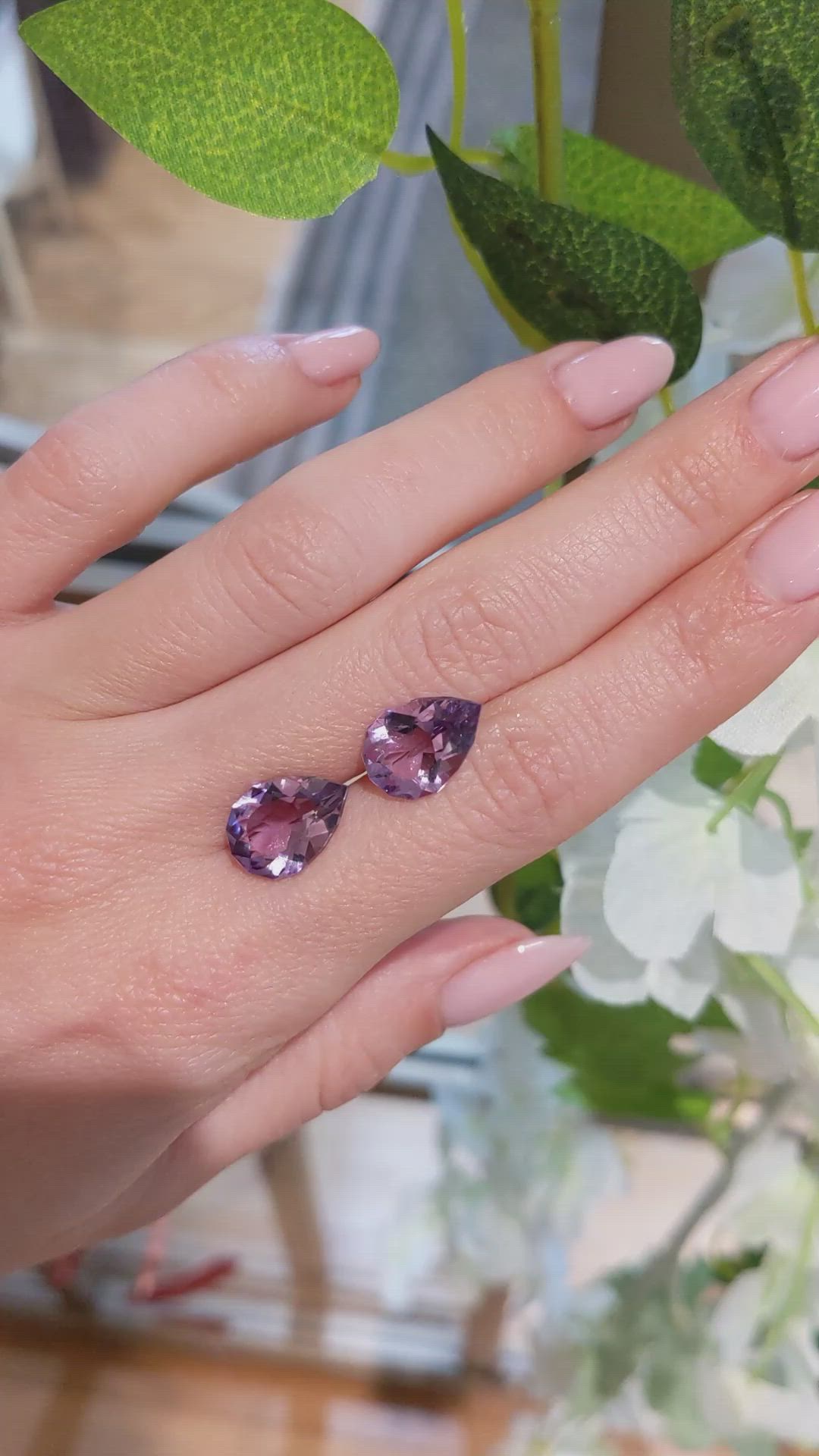 7.17&nbsp;Ct.Tw.Total Carat Weight Amethyst Pair from Brazil Size Video