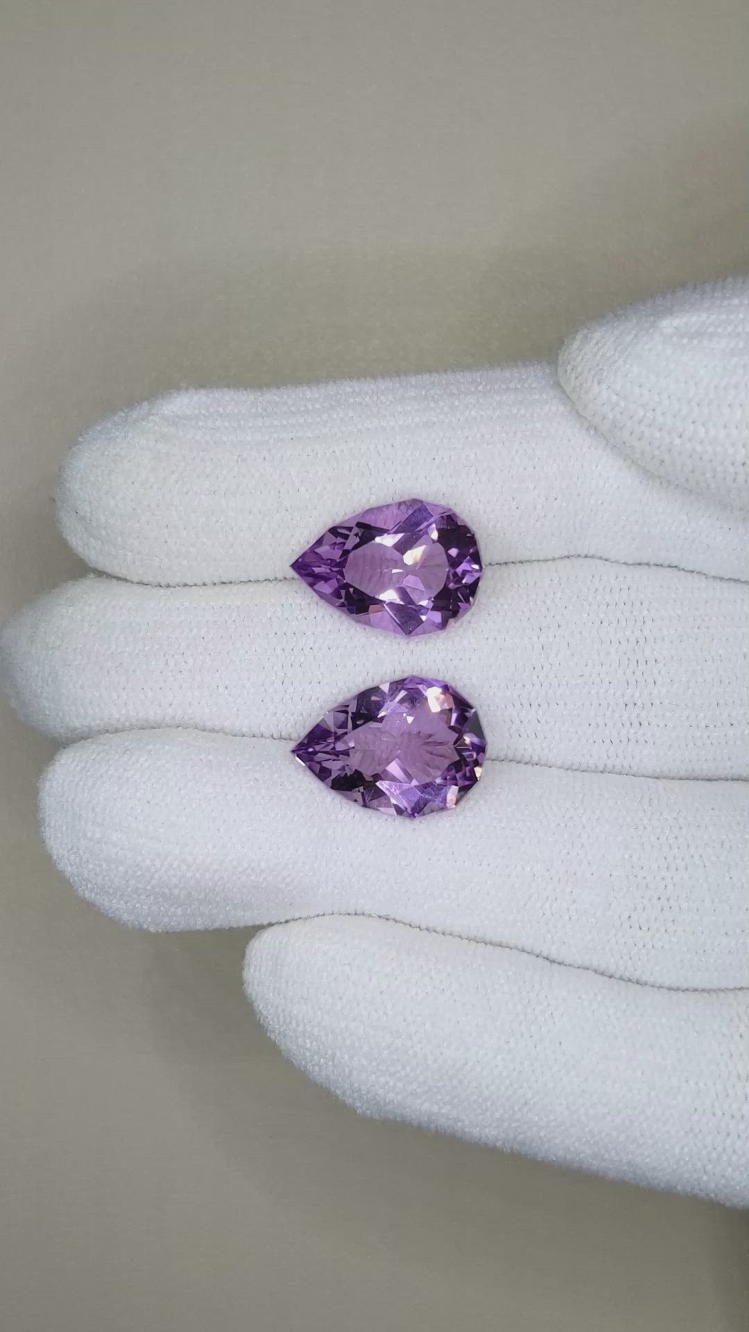 7.17&nbsp;Ct.Tw.Total Carat Weight Amethyst Pair from Brazil Size Video