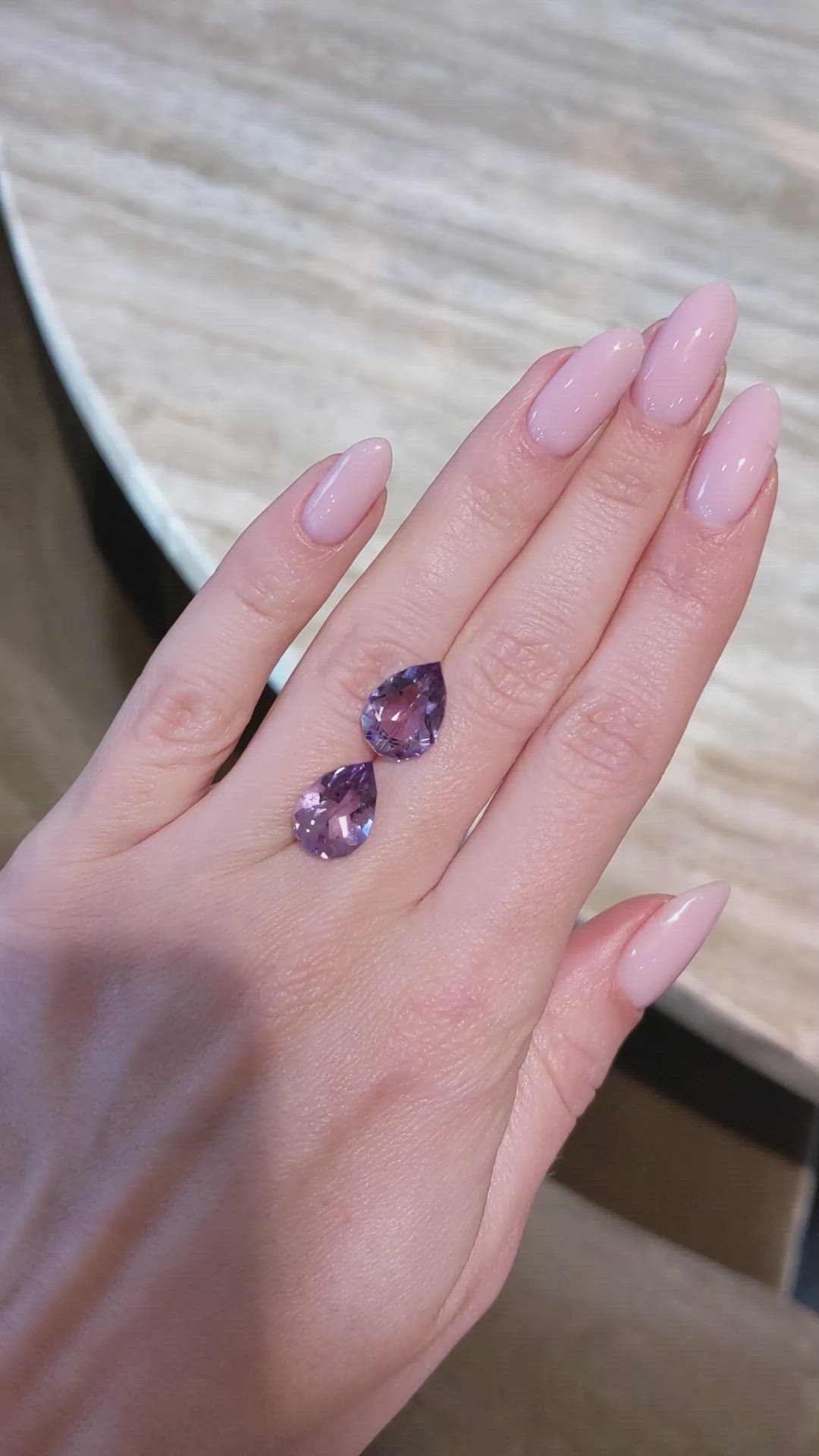 7.17&nbsp;Ct.Tw.Total Carat Weight Amethyst Pair from Brazil Size Video