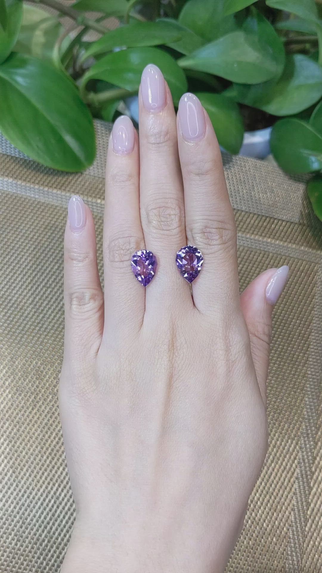 7.17&nbsp;Ct.Tw.Total Carat Weight Amethyst Pair from Brazil Size Video