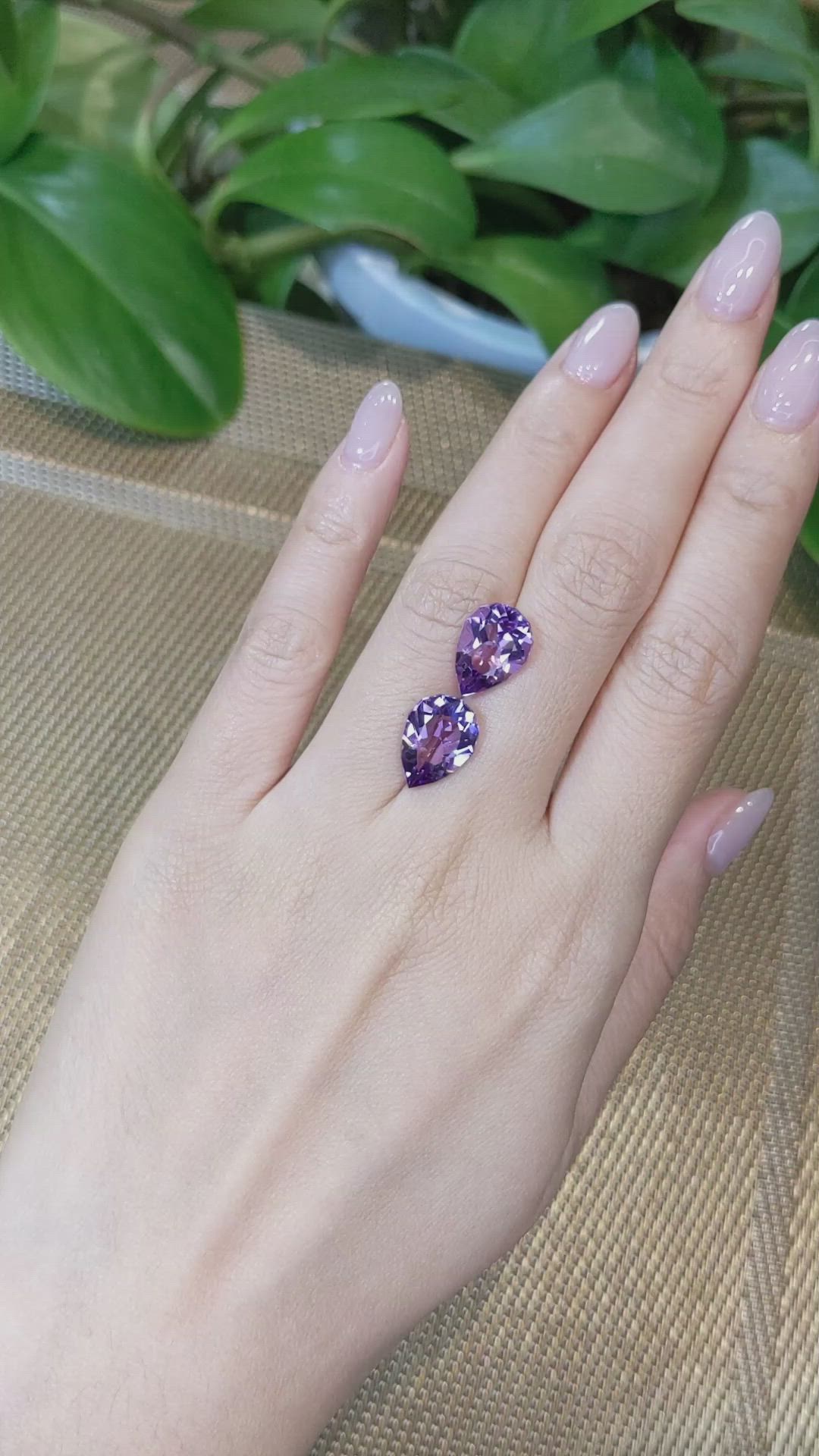 7.17&nbsp;Ct.Tw.Total Carat Weight Amethyst Pair from Brazil Size Video
