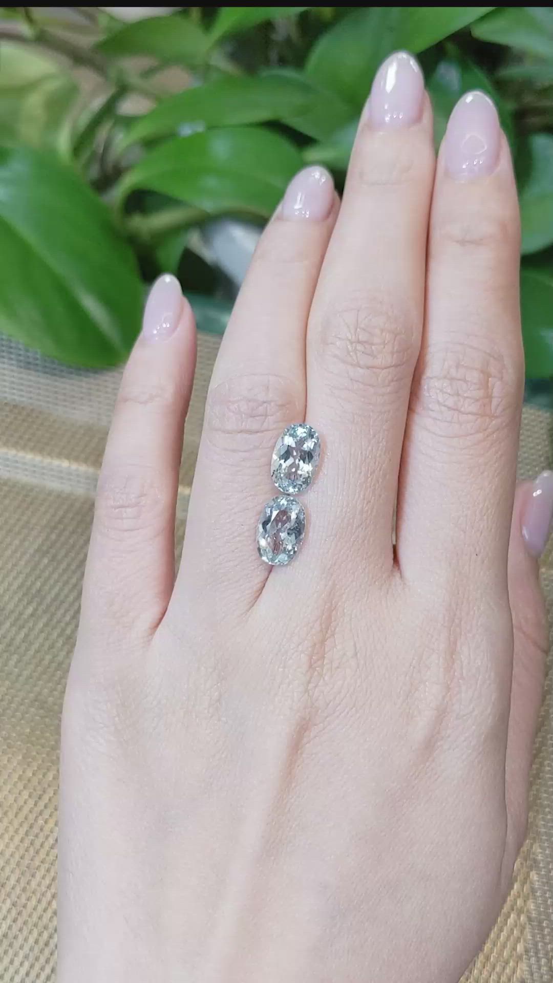 3.84&nbsp;Ct.Tw.Total Carat Weight Aquamarine Pair from Brazil Size Video