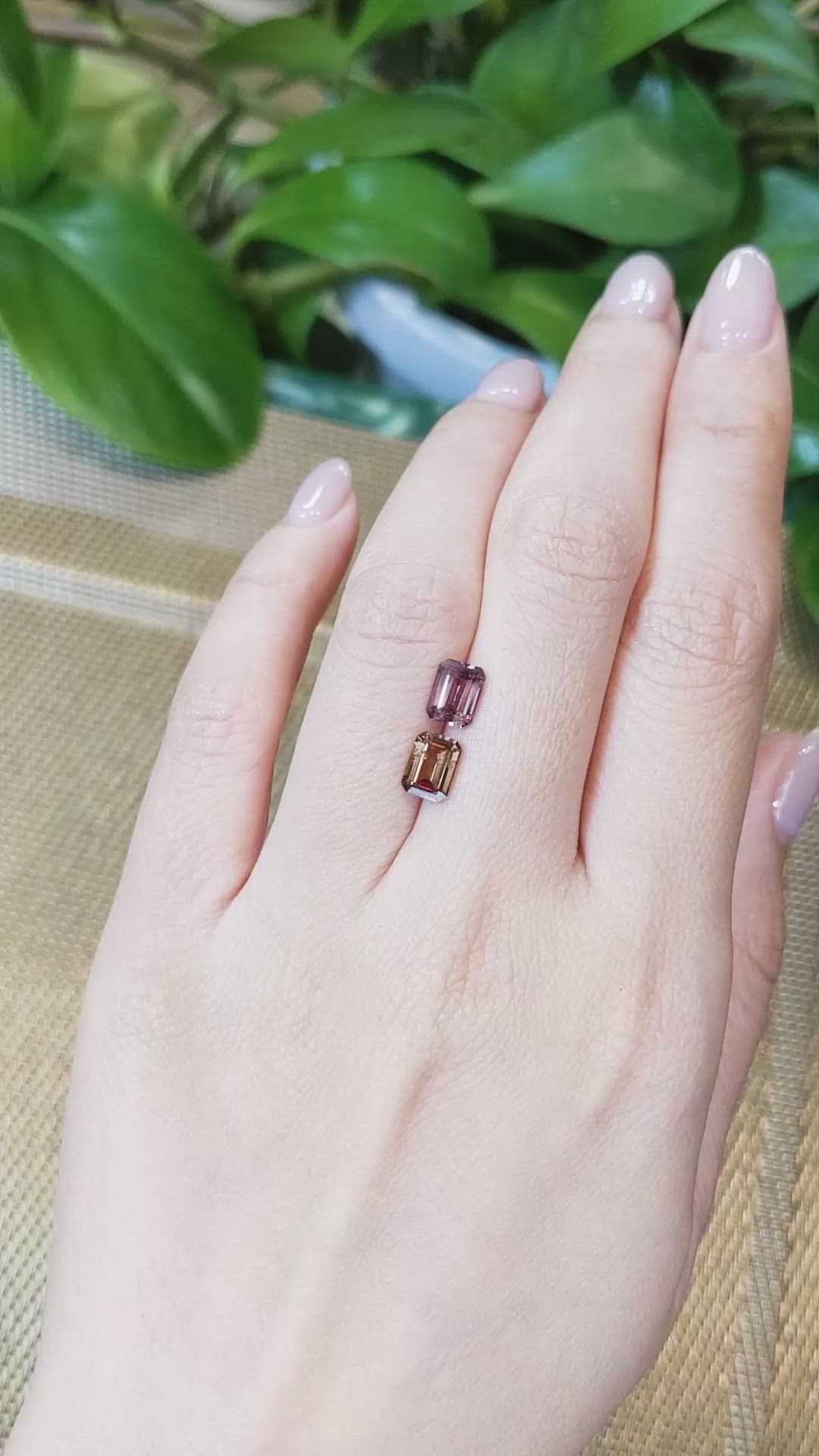 2.46 Ct.Tw.Total Carat Weight Garnet Pair from Tanzania Size Video