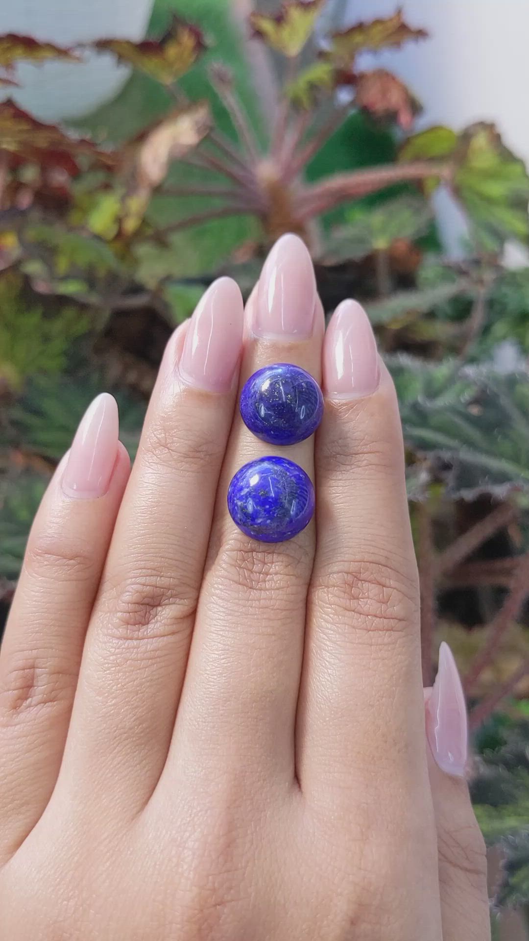 17.30&nbsp;Ct.Tw.Total Carat Weight Cabochon Lapis Pair from Afghanistan Size Video