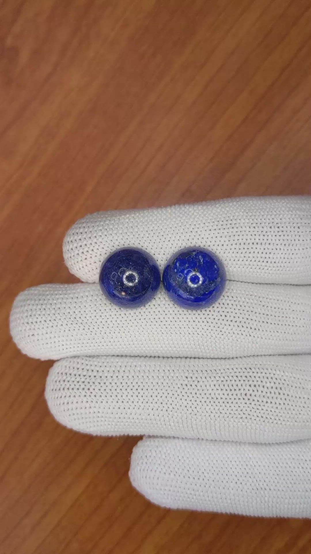 17.30&nbsp;Ct.Tw.Total Carat Weight Cabochon Lapis Pair from Afghanistan Size Video