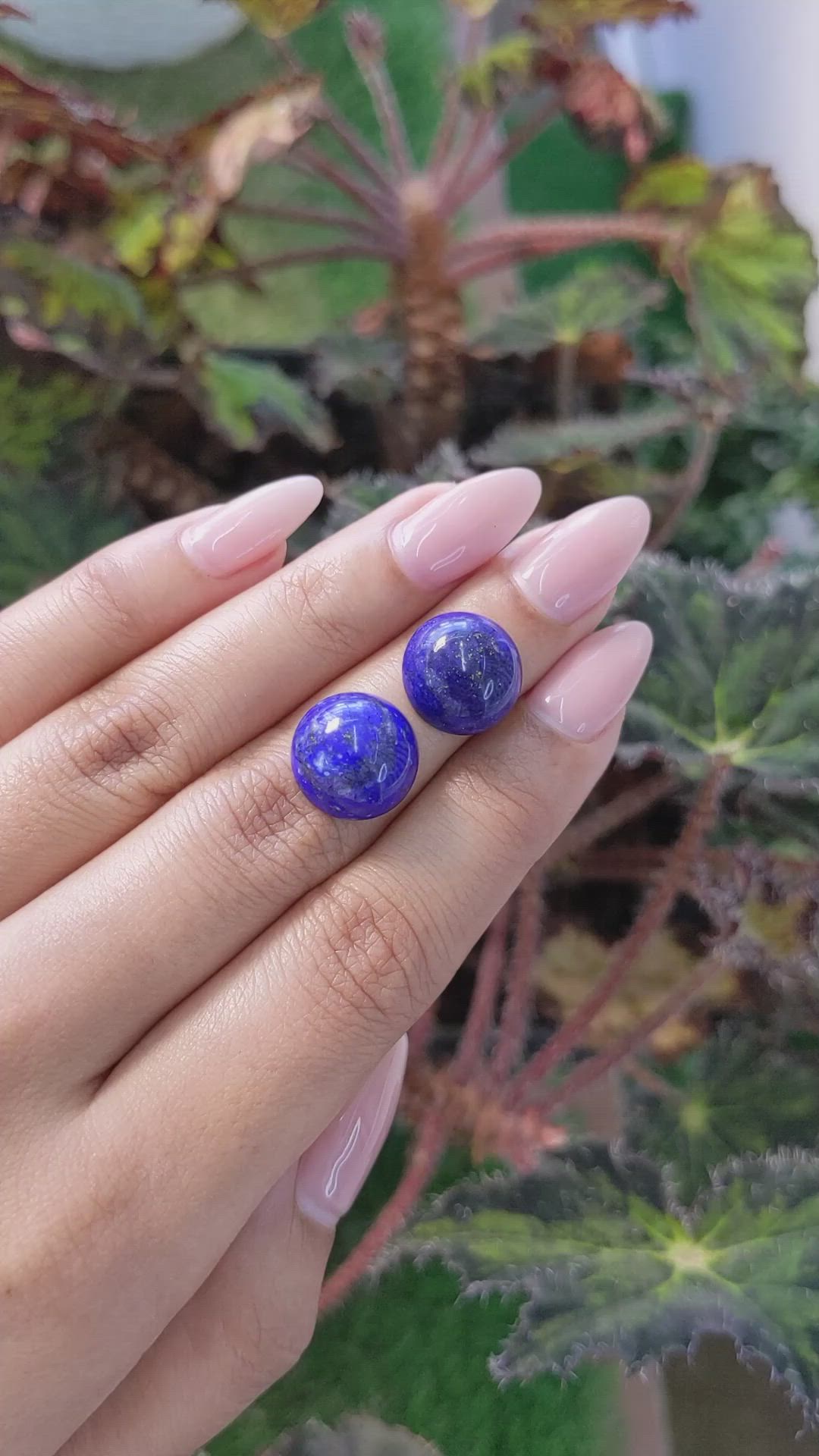 17.30&nbsp;Ct.Tw.Total Carat Weight Cabochon Lapis Pair from Afghanistan Size Video