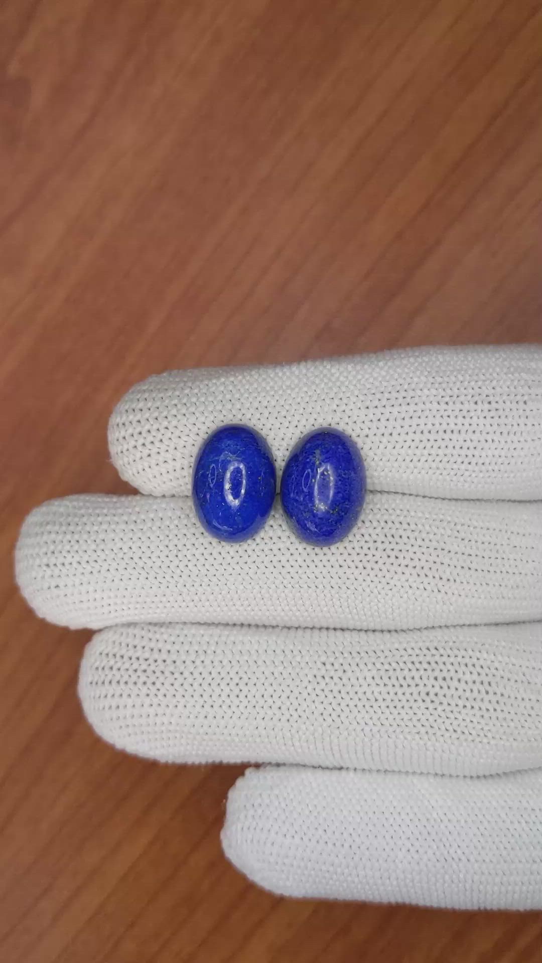 11.36&nbsp;Ct.Tw.Total Carat Weight Cabochon Lapis Pair from Afghanistan Size Video
