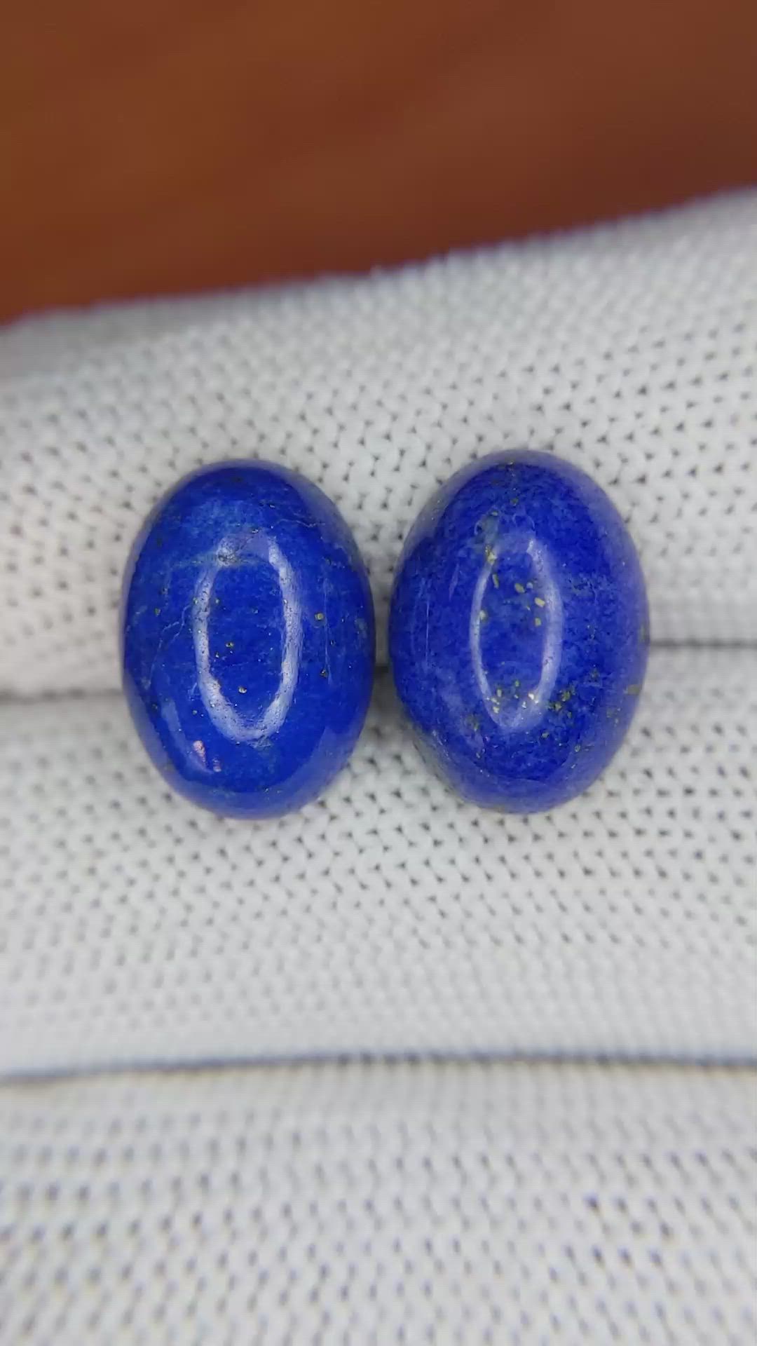 11.36&nbsp;Ct.Tw.Total Carat Weight Cabochon Lapis Pair from Afghanistan Size Video