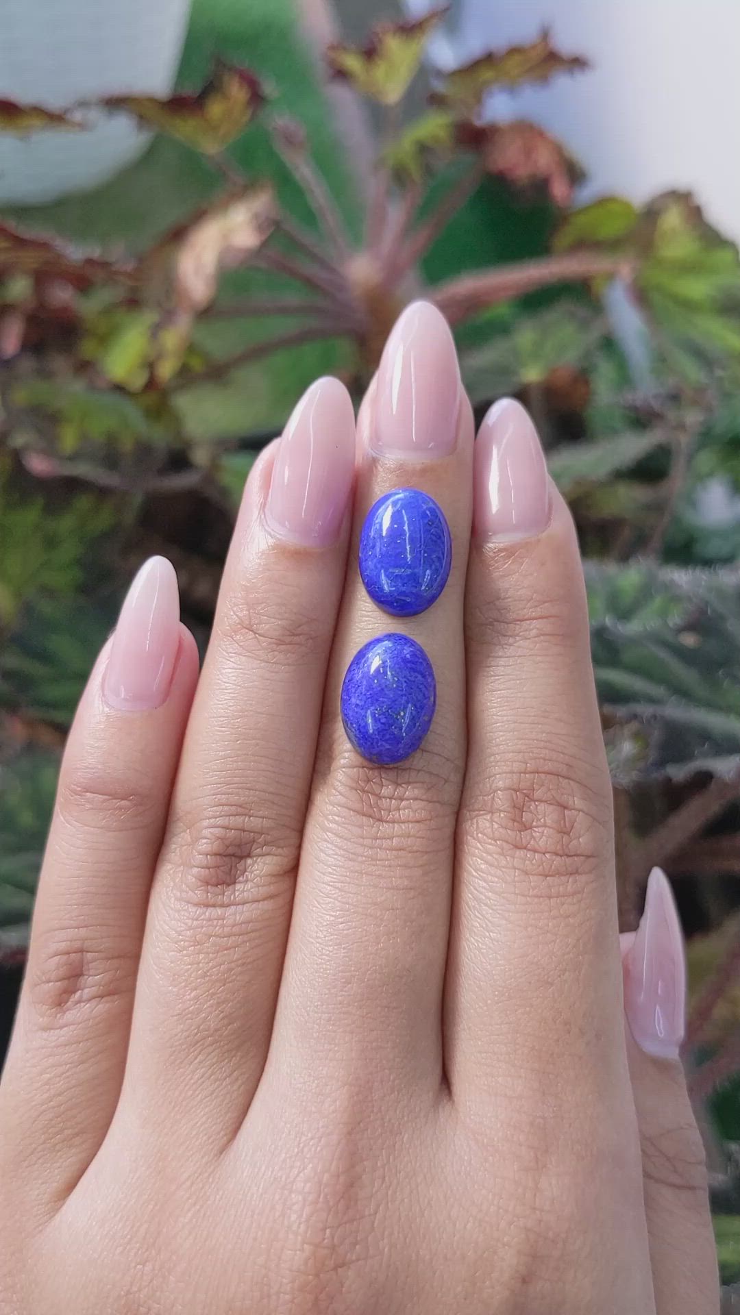 11.36&nbsp;Ct.Tw.Total Carat Weight Cabochon Lapis Pair from Afghanistan Size Video