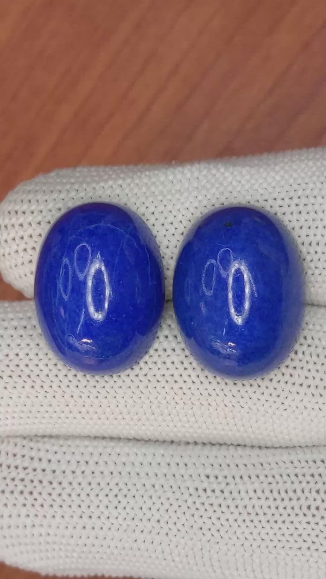 43.69&nbsp;Ct.Tw.Total Carat Weight Cabochon Lapis Pair from Afghanistan Size Video