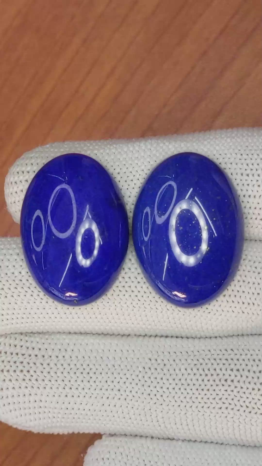 41.22 Ct.Tw.Total Carat Weight Cabochon Lapis Pair from Afghanistan Size Video