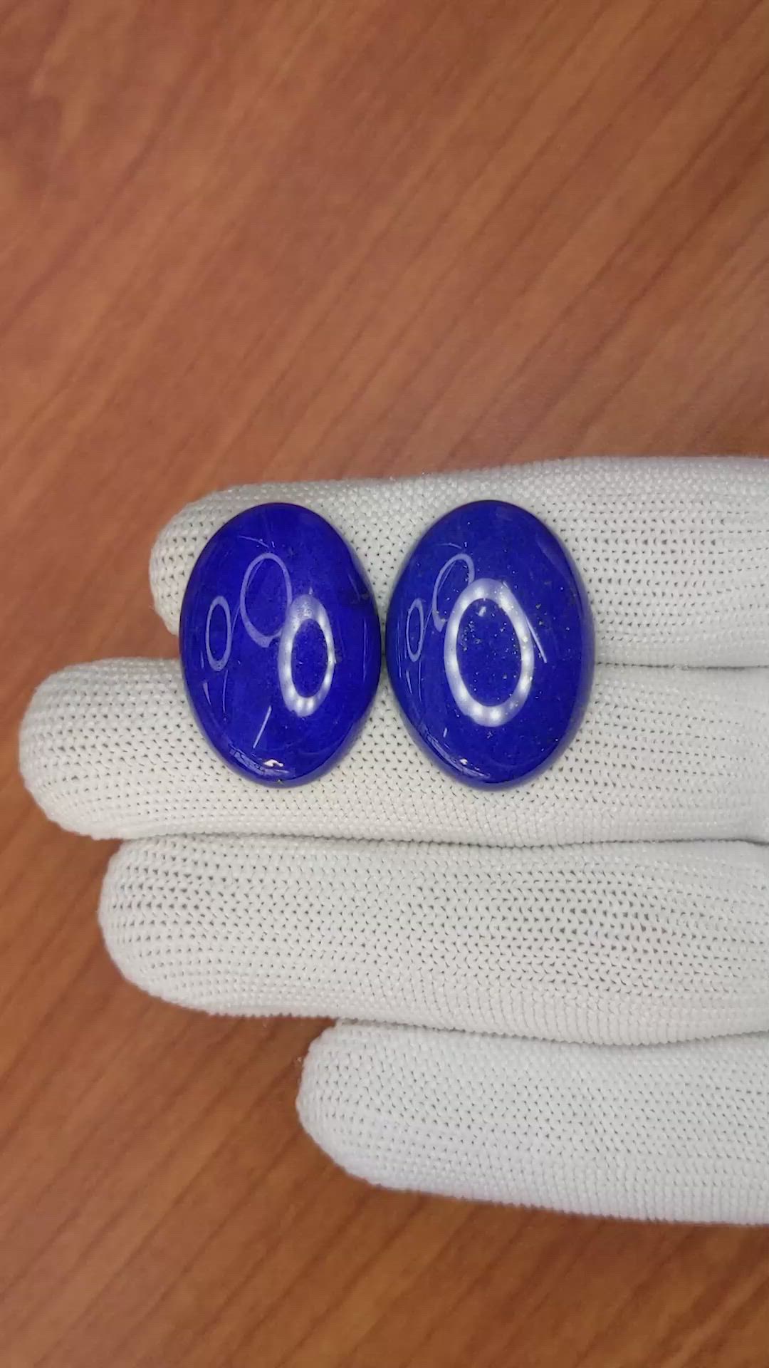 41.22 Ct.Tw.Total Carat Weight Cabochon Lapis Pair from Afghanistan Size Video