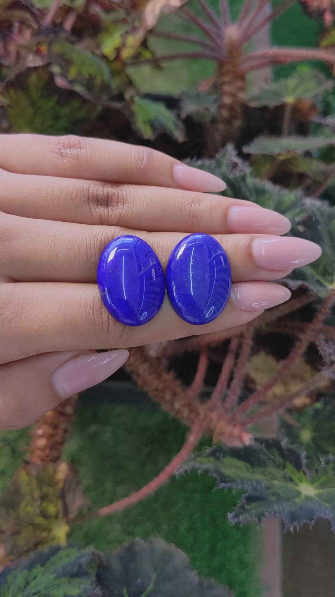 41.22 Ct.Tw.Total Carat Weight Cabochon Lapis Pair from Afghanistan Size Video