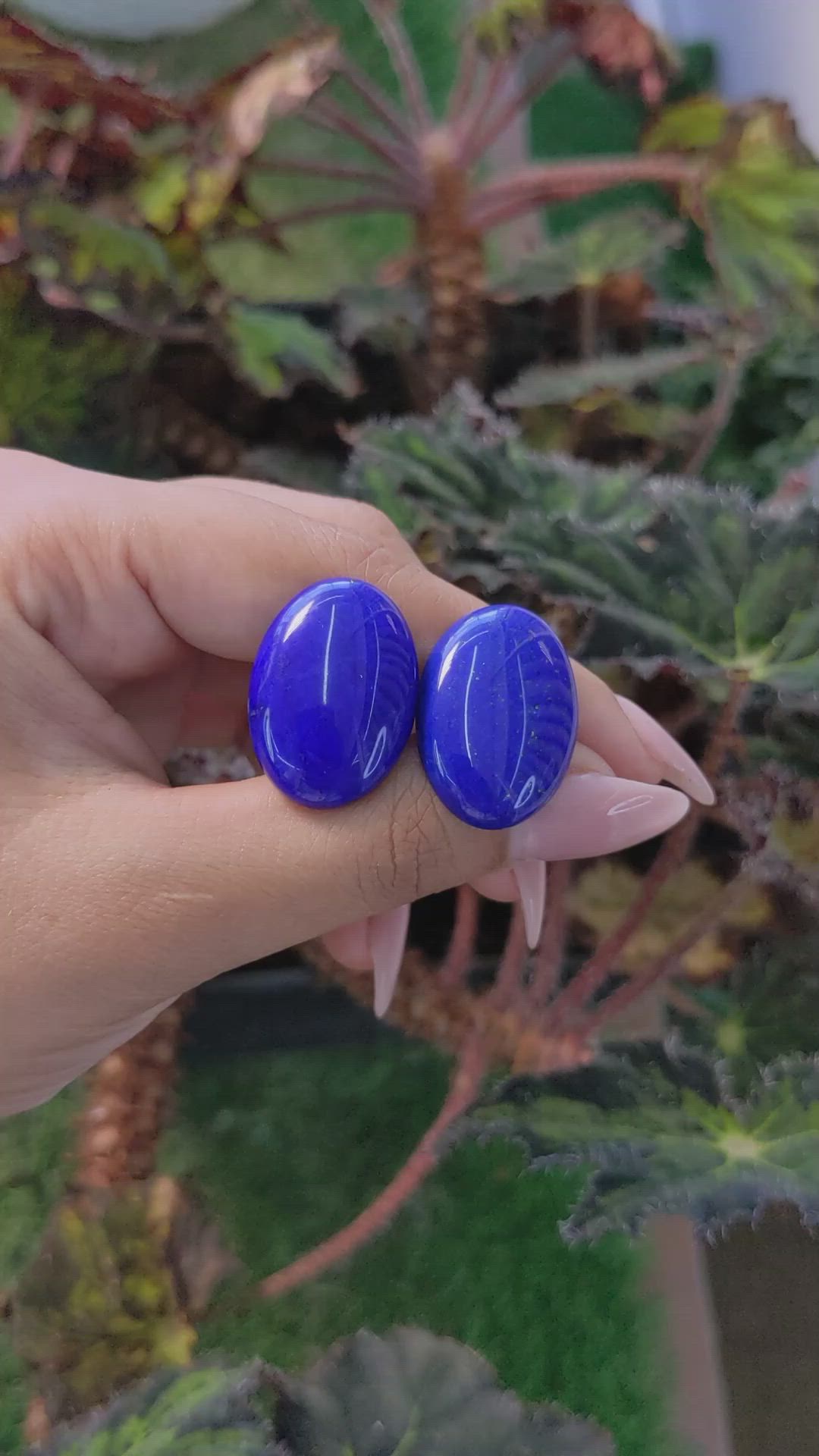 41.22 Ct.Tw.Total Carat Weight Cabochon Lapis Pair from Afghanistan Size Video