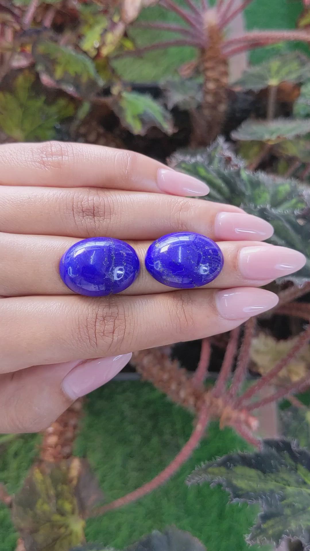 39.65&nbsp;Ct.Tw.Total Carat Weight Cabochon Lapis Pair from Afghanistan Size Video