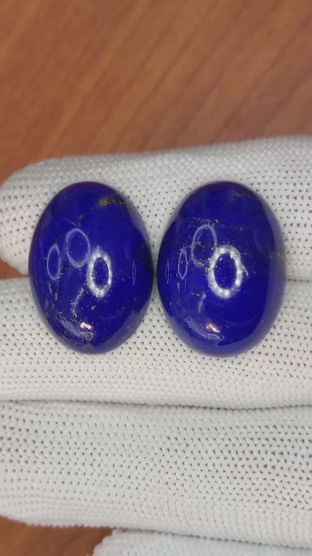 39.65 Ct.Tw.Total Carat Weight Cabochon Lapis Pair from Afghanistan Size Video